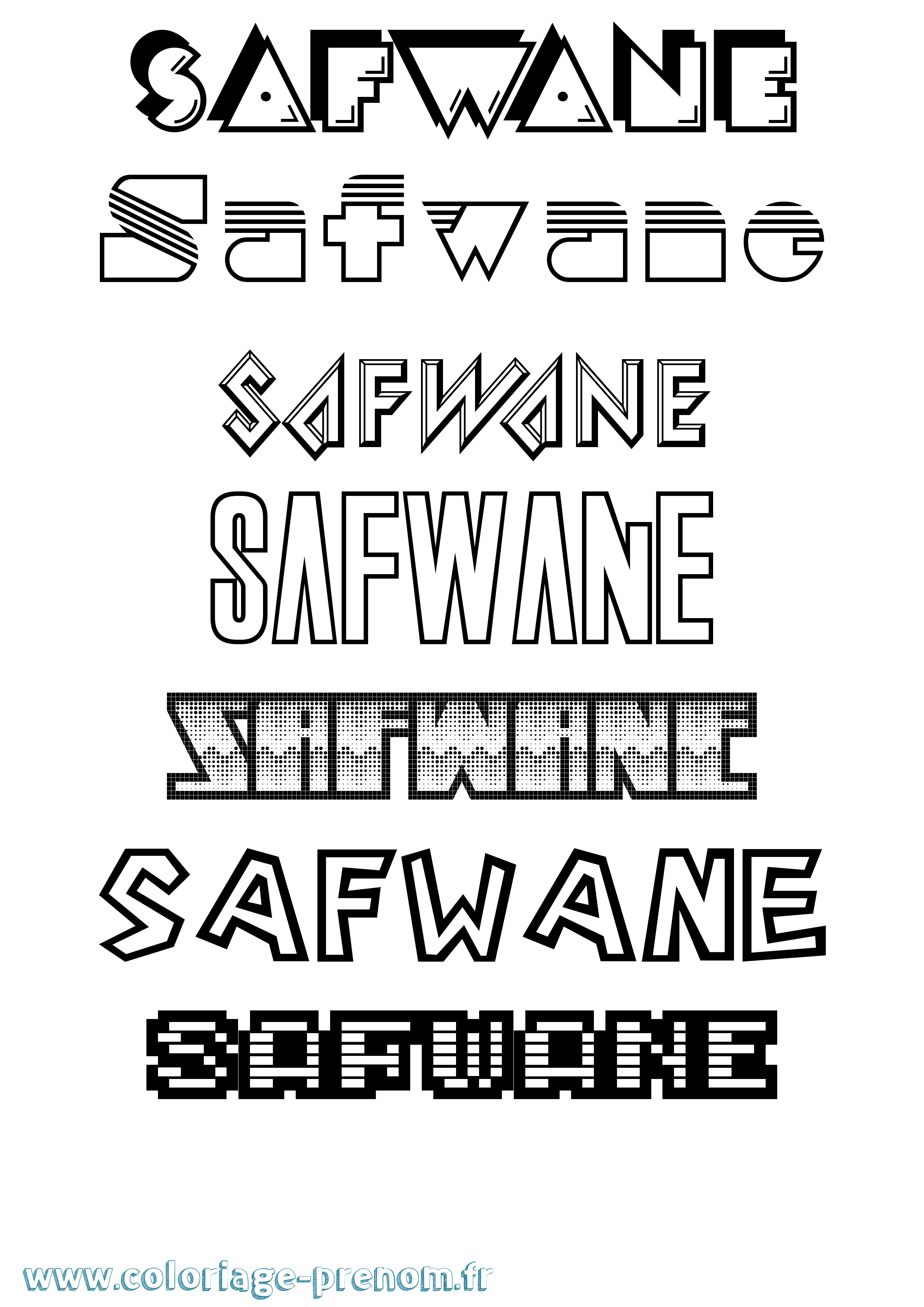 Coloriage prénom Safwane Jeux Vidéos