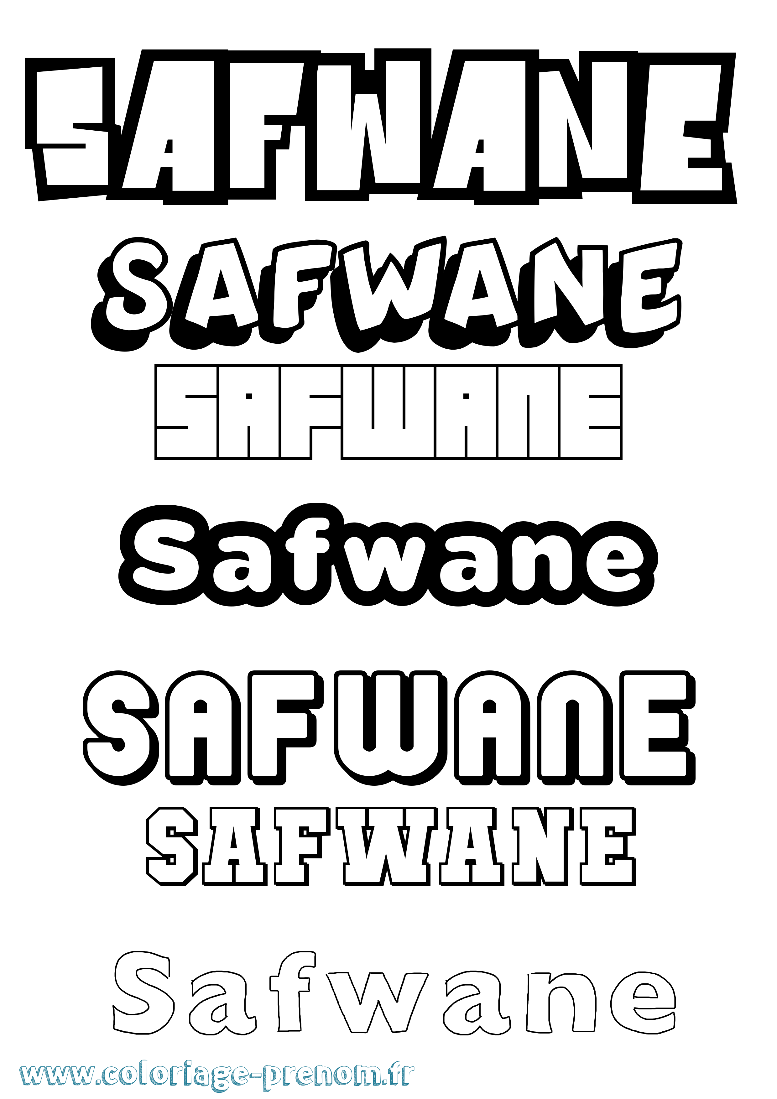 Coloriage prénom Safwane Simple