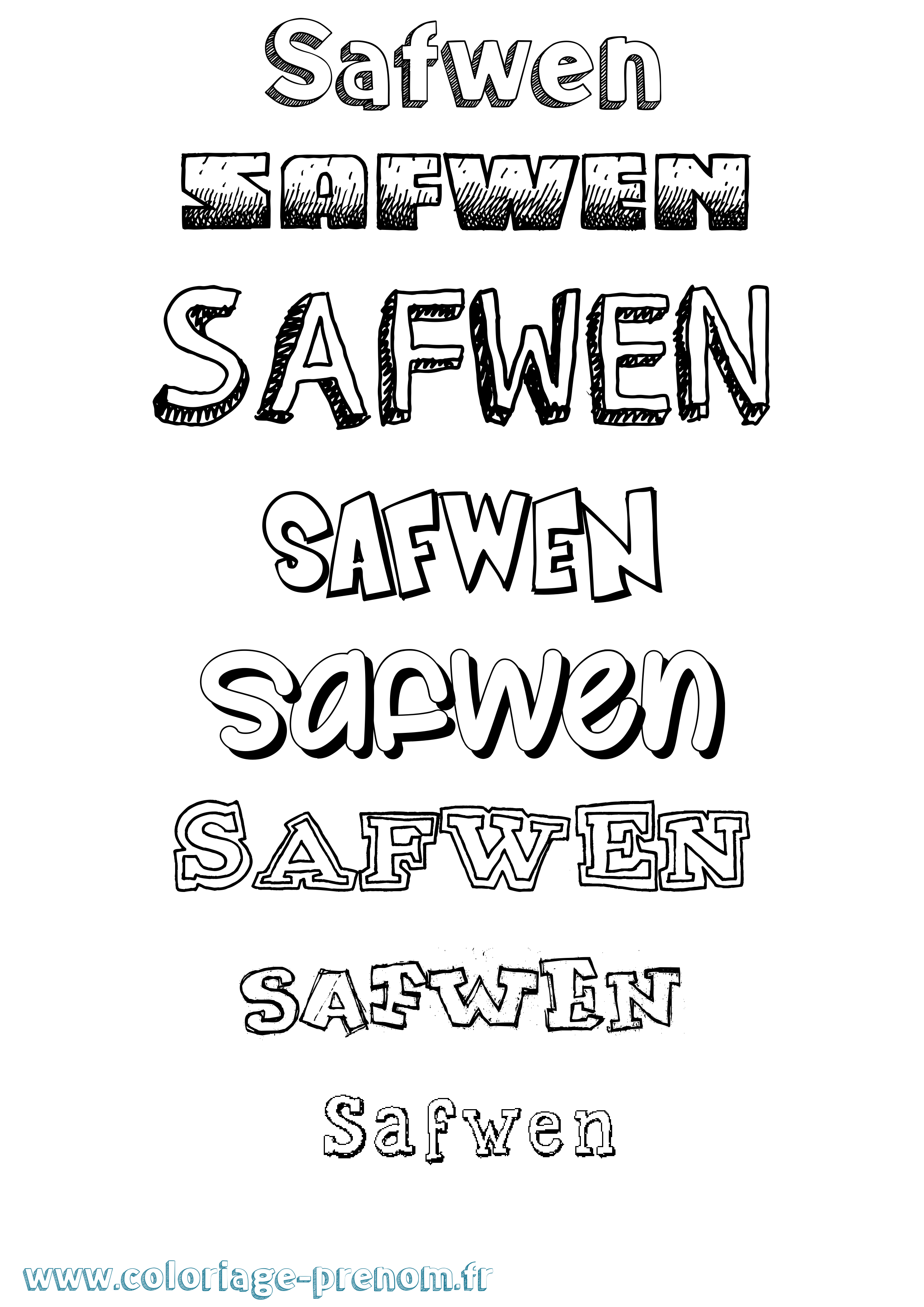Coloriage prénom Safwen Dessiné