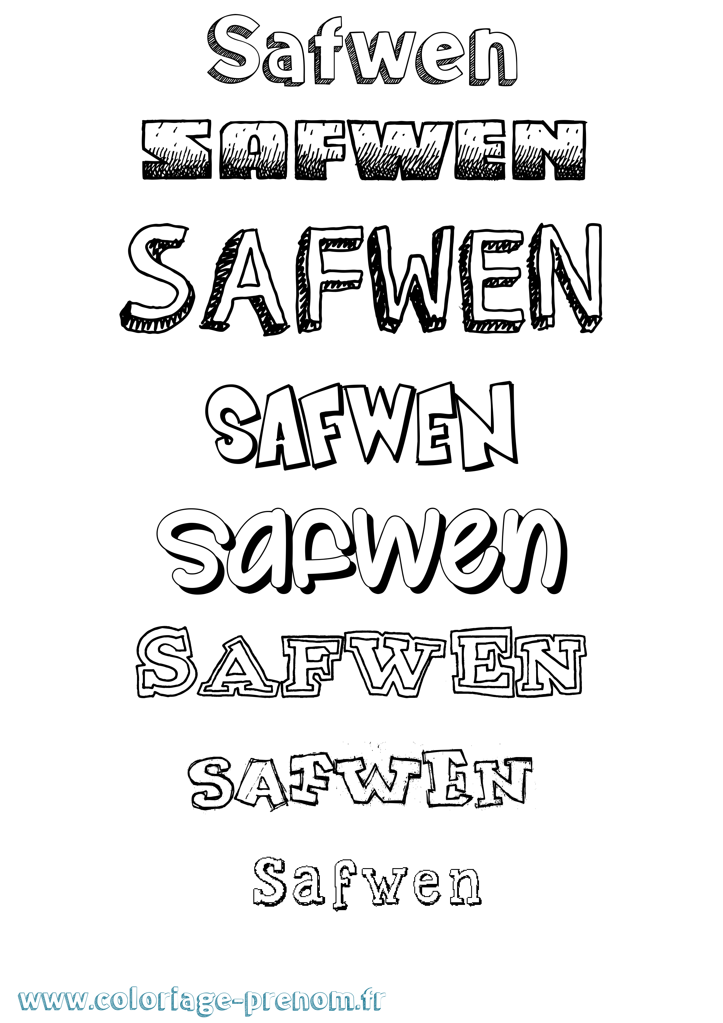 Coloriage Safwen Dessiné Coloriage prénom Safwen Dessiné