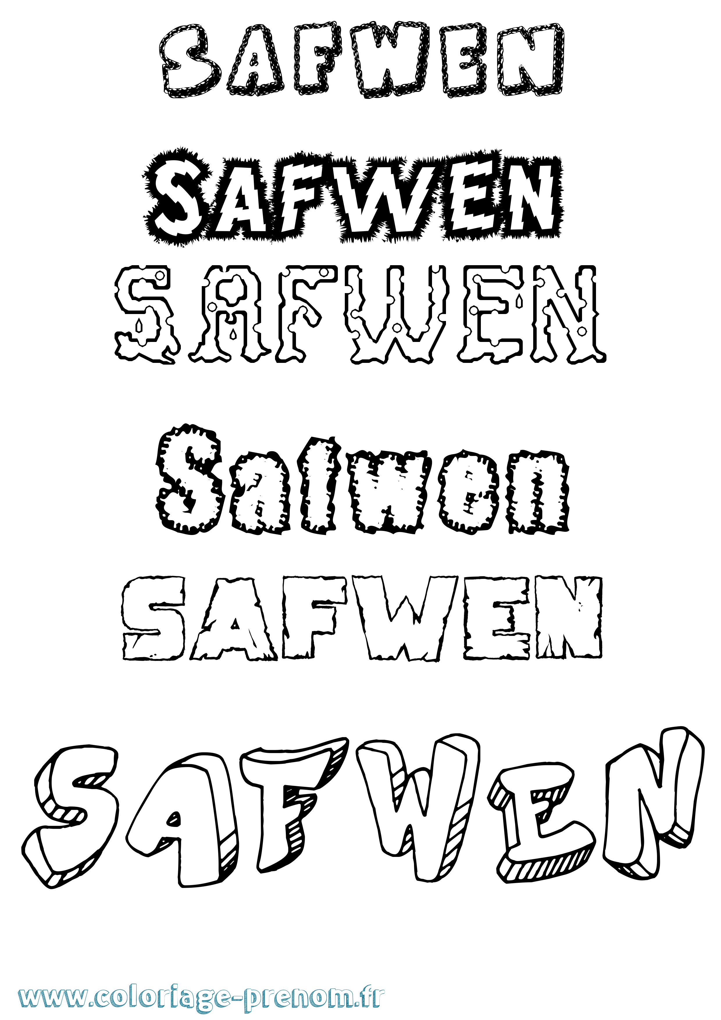 Coloriage Safwen Destructuré Coloriage prénom Safwen Destructuré