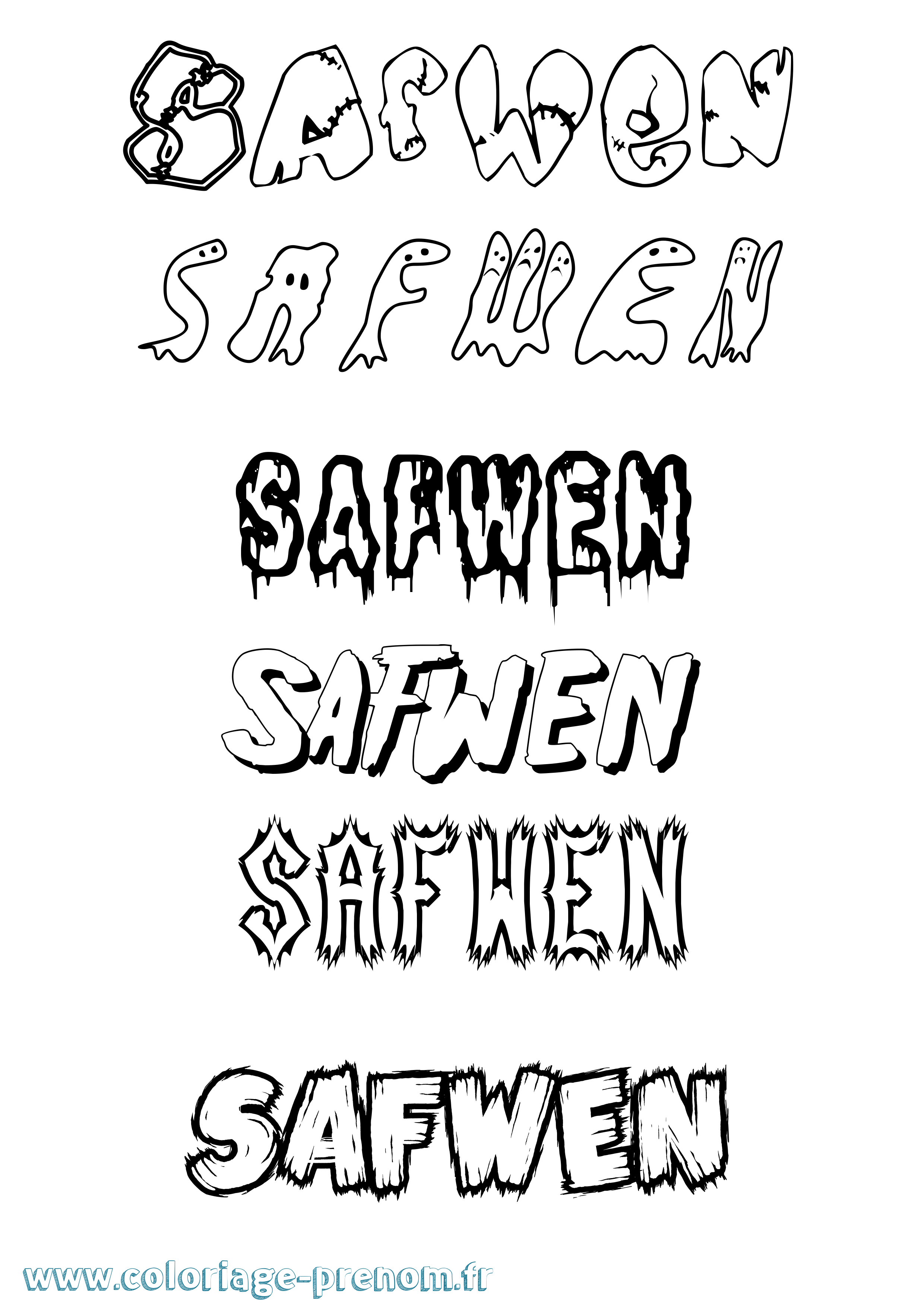 Coloriage Safwen Frisson Coloriage prénom Safwen Frisson