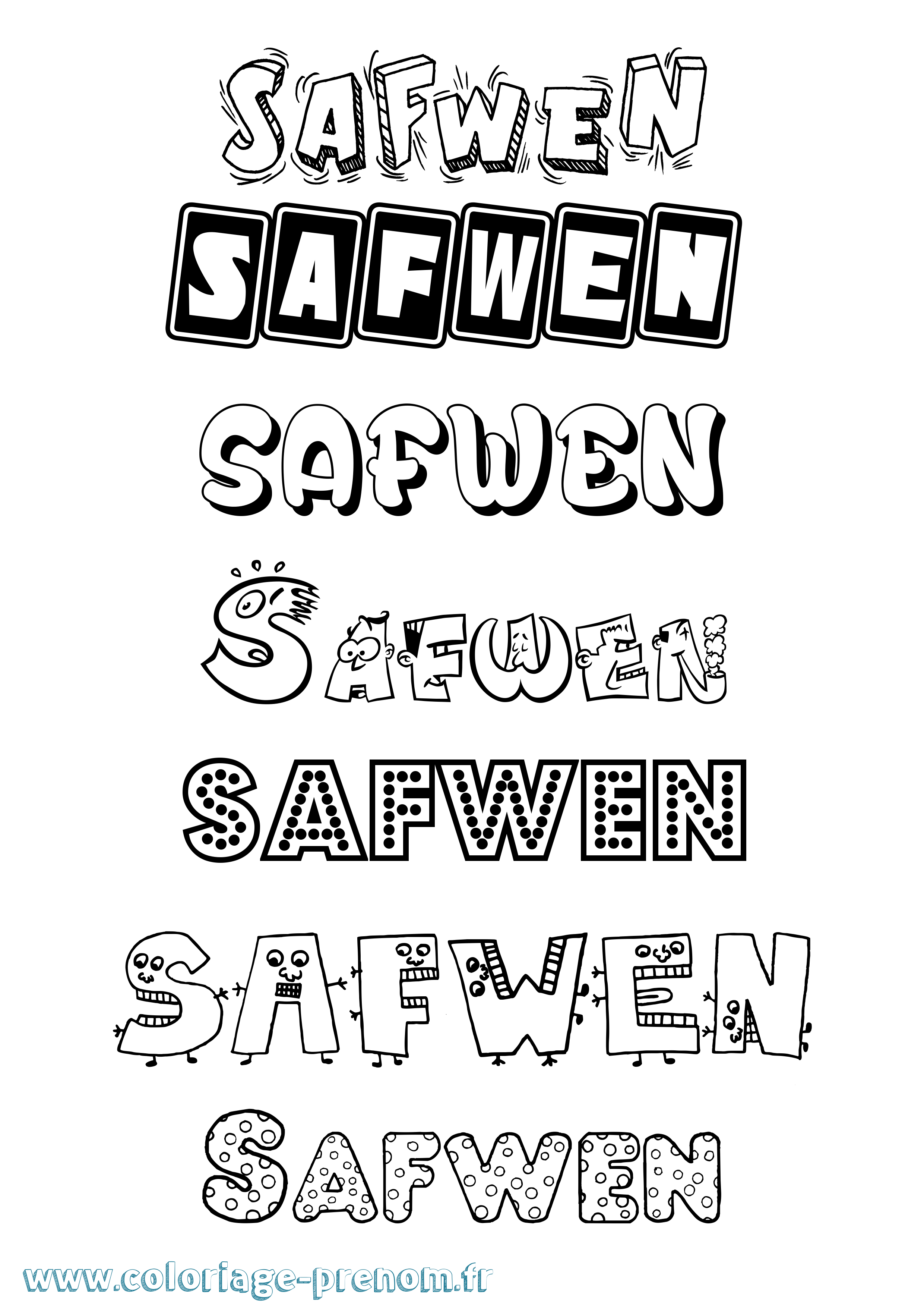 Coloriage Safwen Fun Coloriage prénom Safwen Fun
