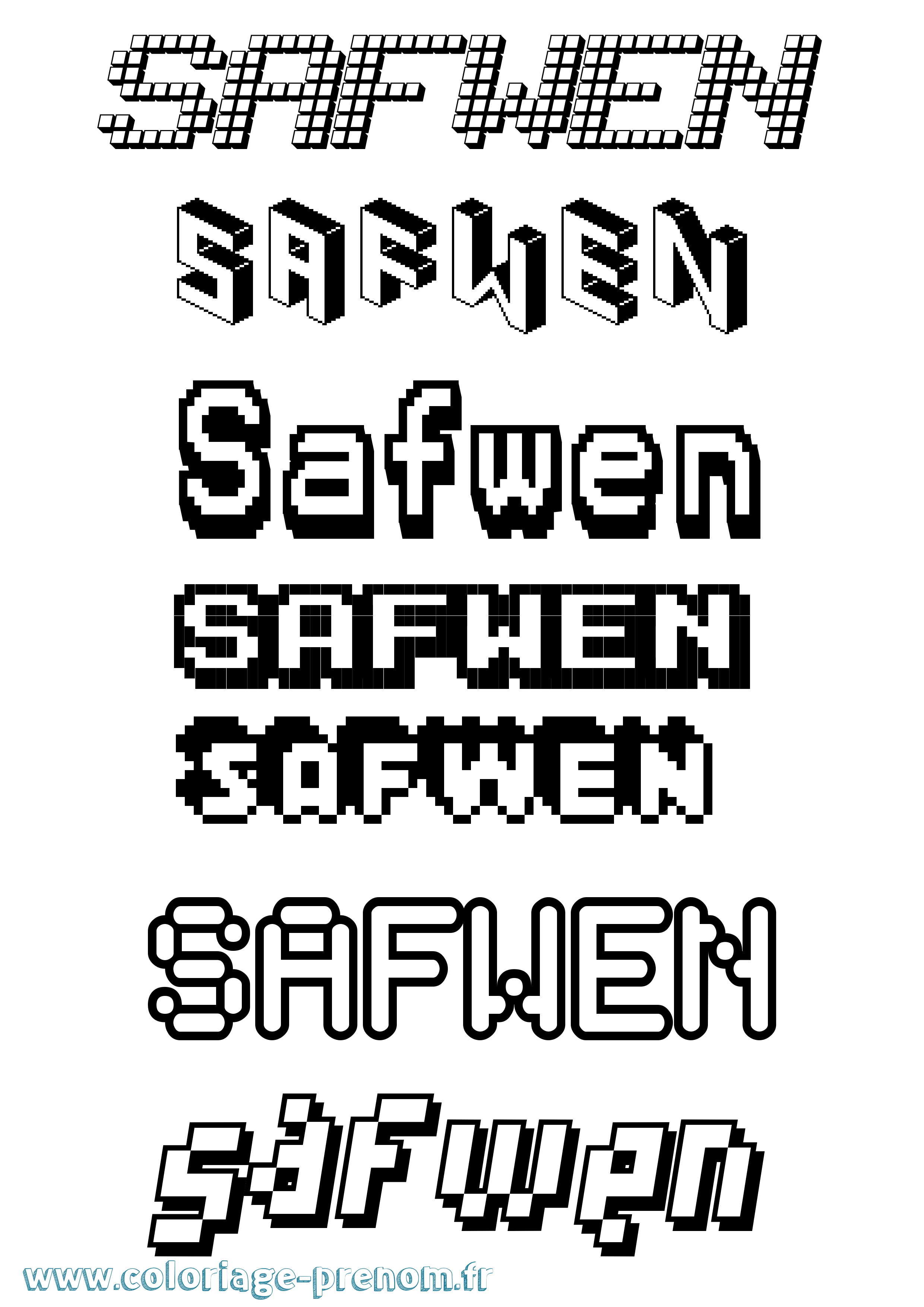 Coloriage Safwen Pixel Coloriage prénom Safwen Pixel