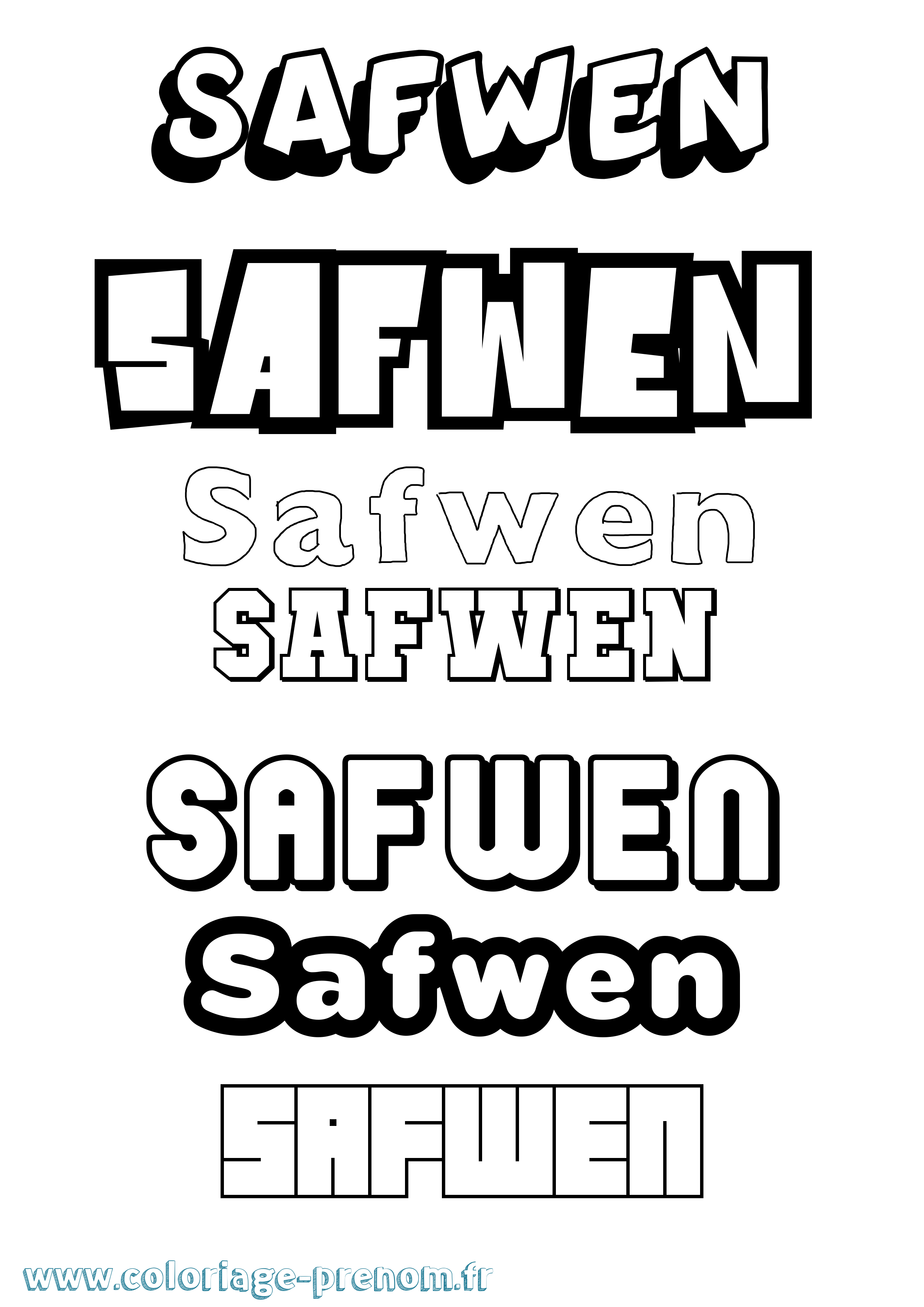 Coloriage prénom Safwen Simple