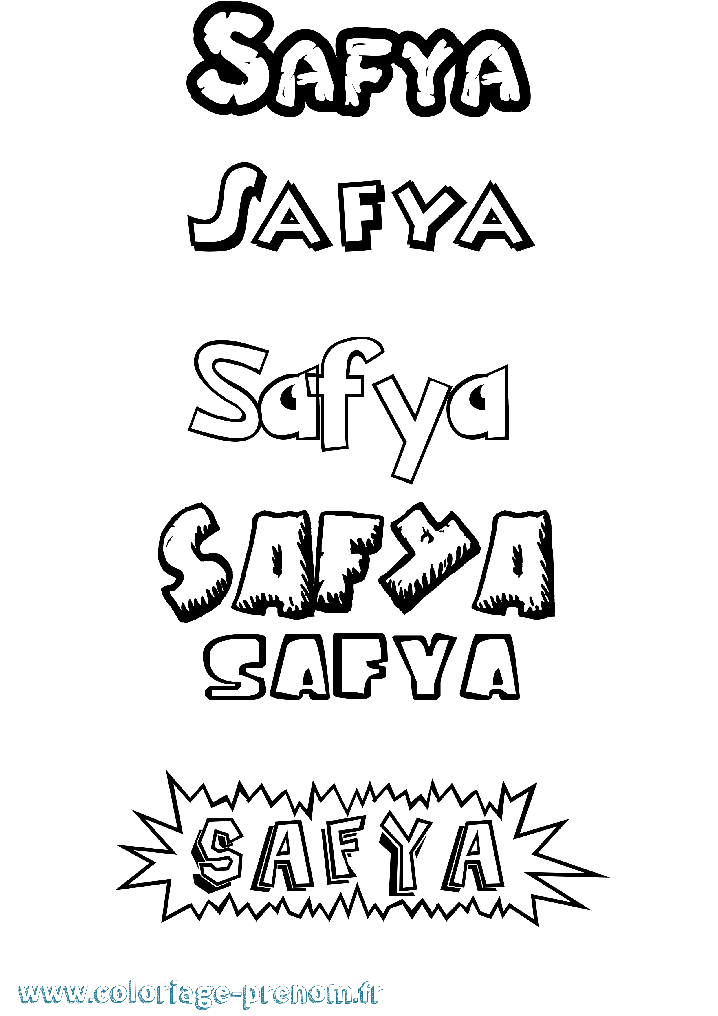 Coloriage prénom Safya Dessin Animé