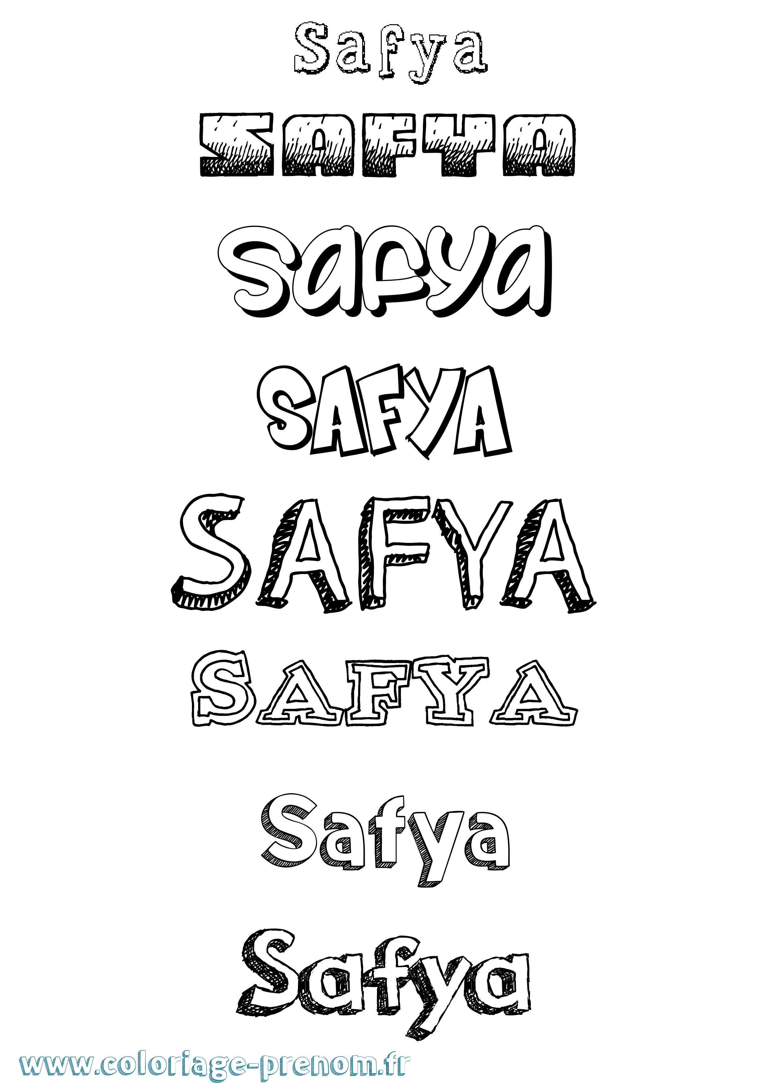 Coloriage prénom Safya Dessiné