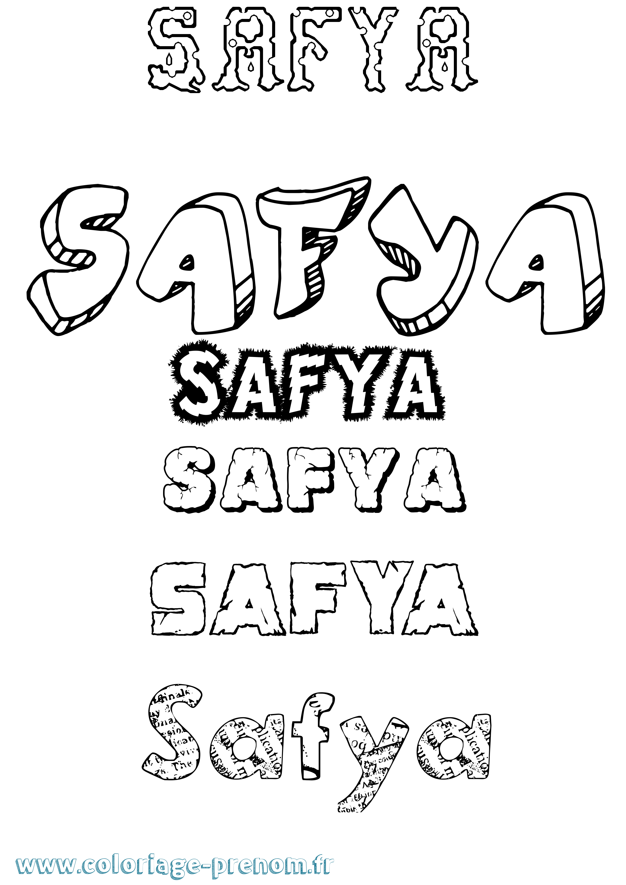 Coloriage prénom Safya Destructuré