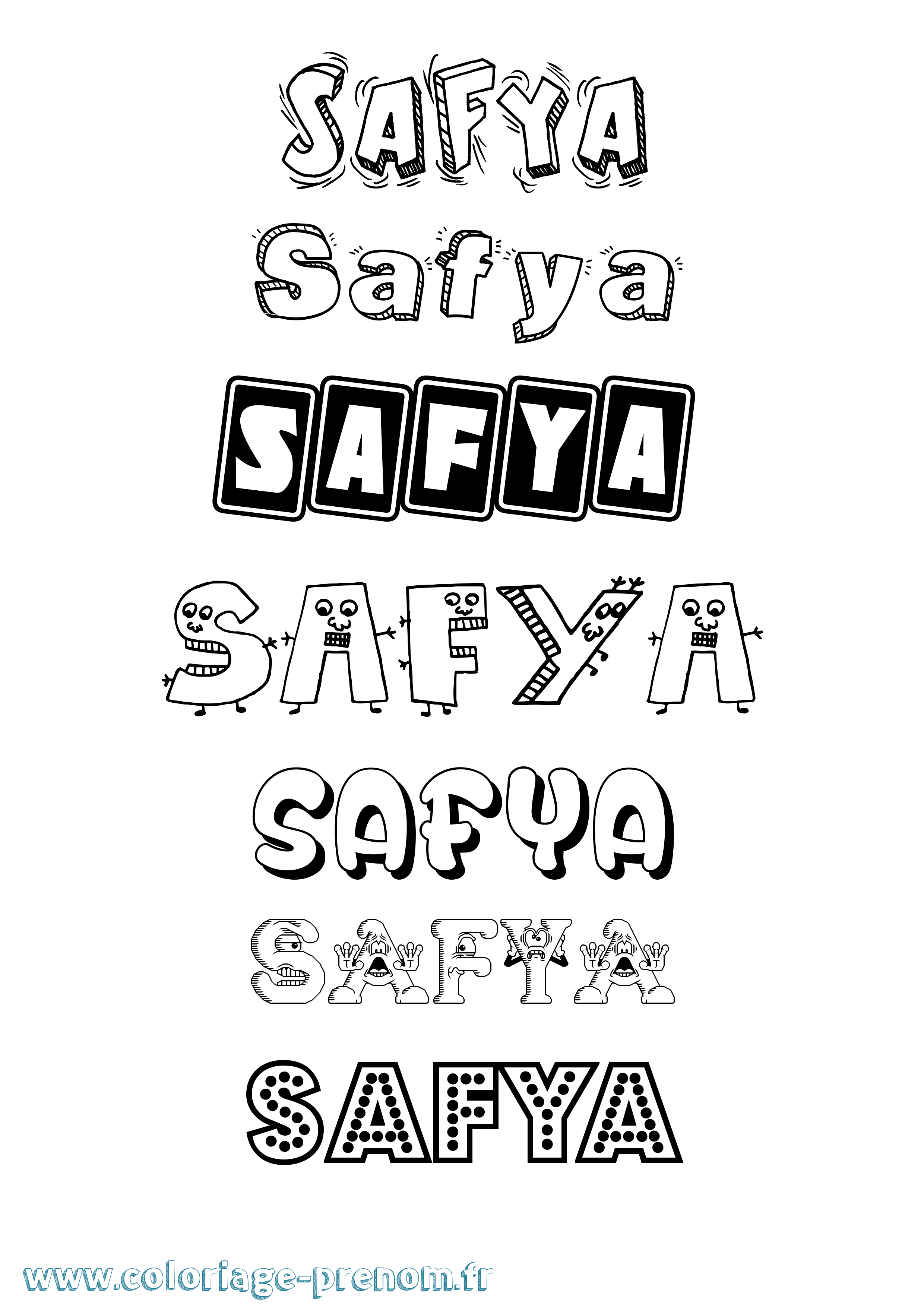 Coloriage prénom Safya Fun