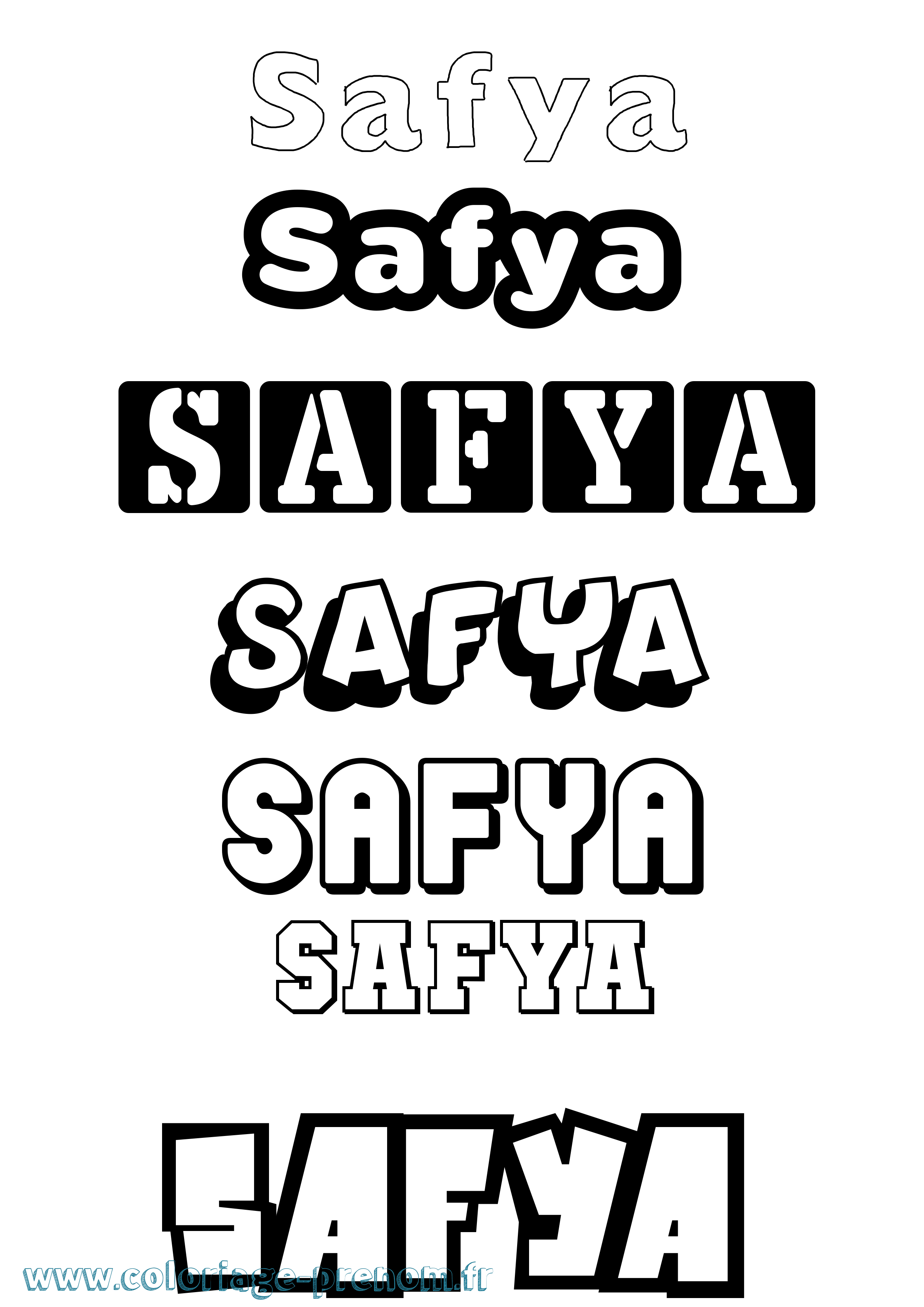 Coloriage prénom Safya Simple