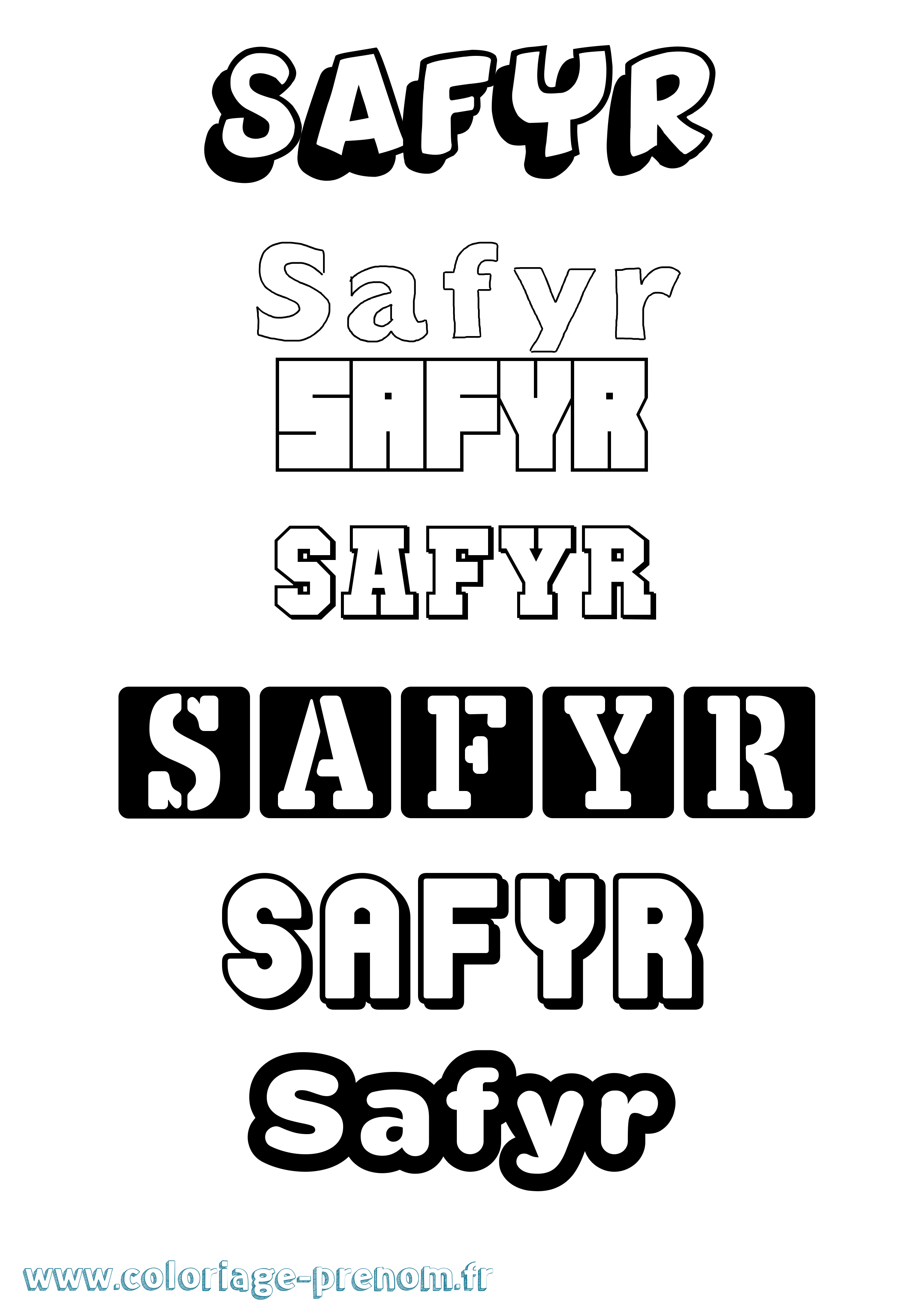 Coloriage prénom Safyr Simple