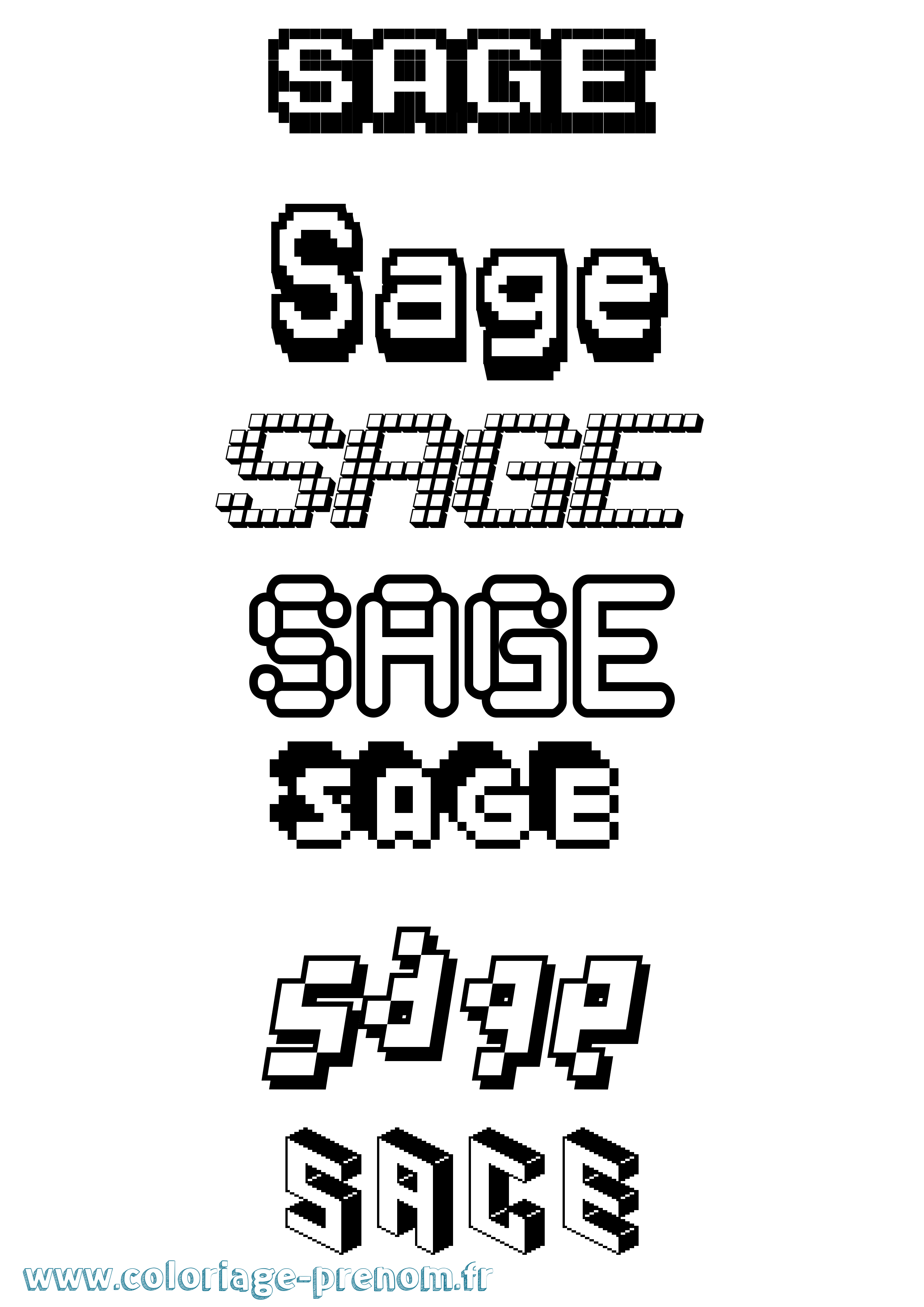 Coloriage prénom Sage Pixel