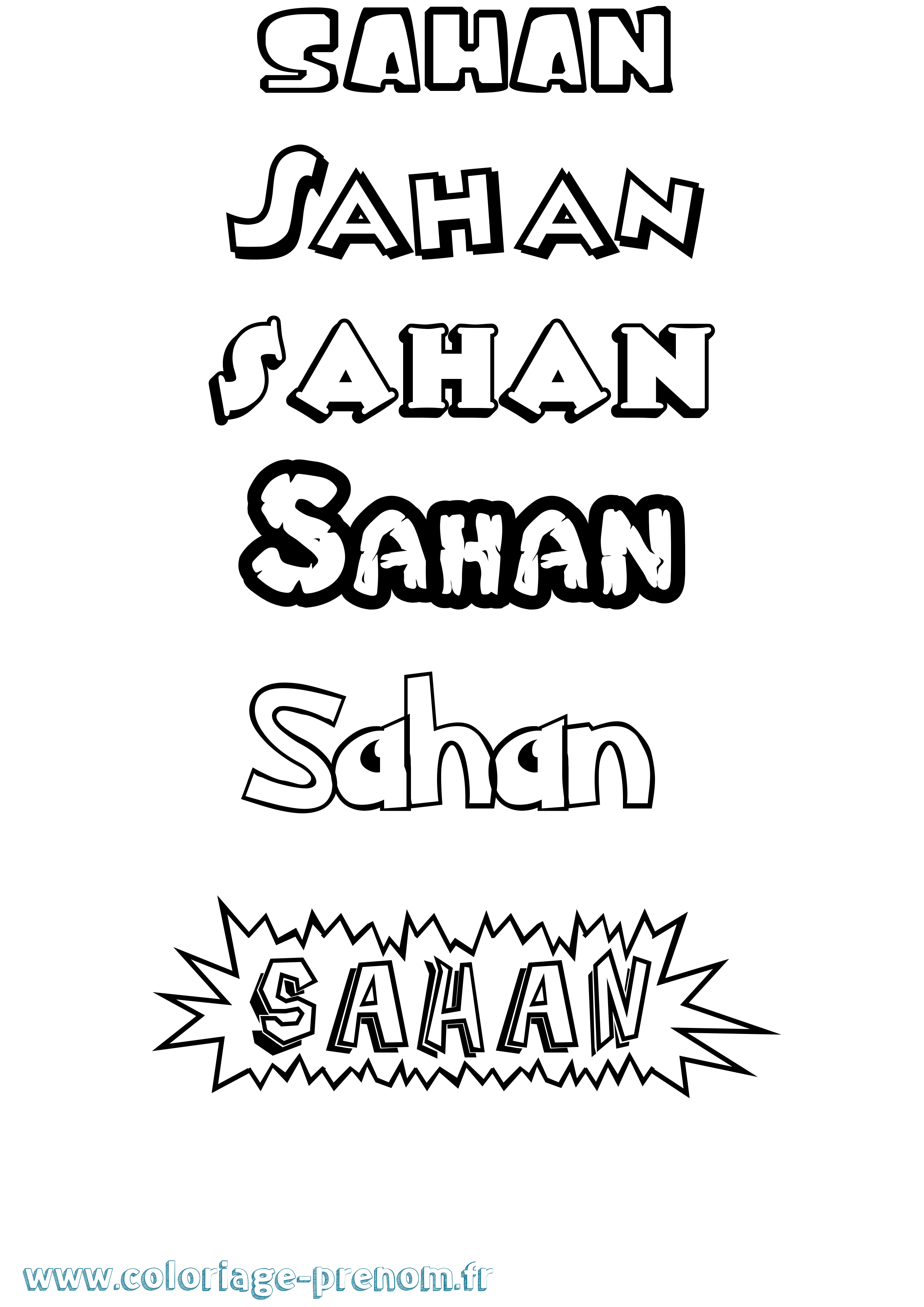Coloriage prénom Sahan Dessin Animé
