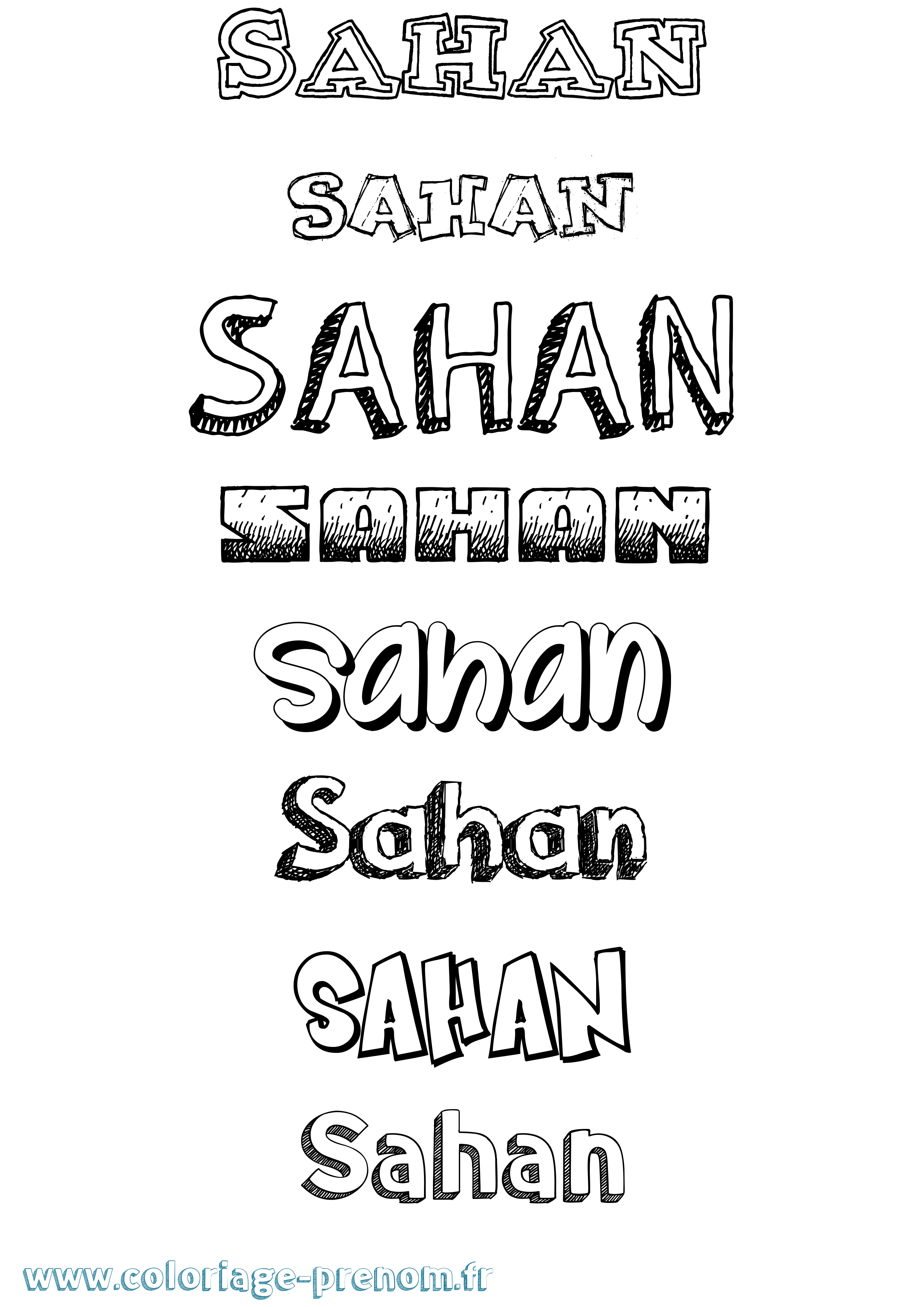 Coloriage prénom Sahan Dessiné