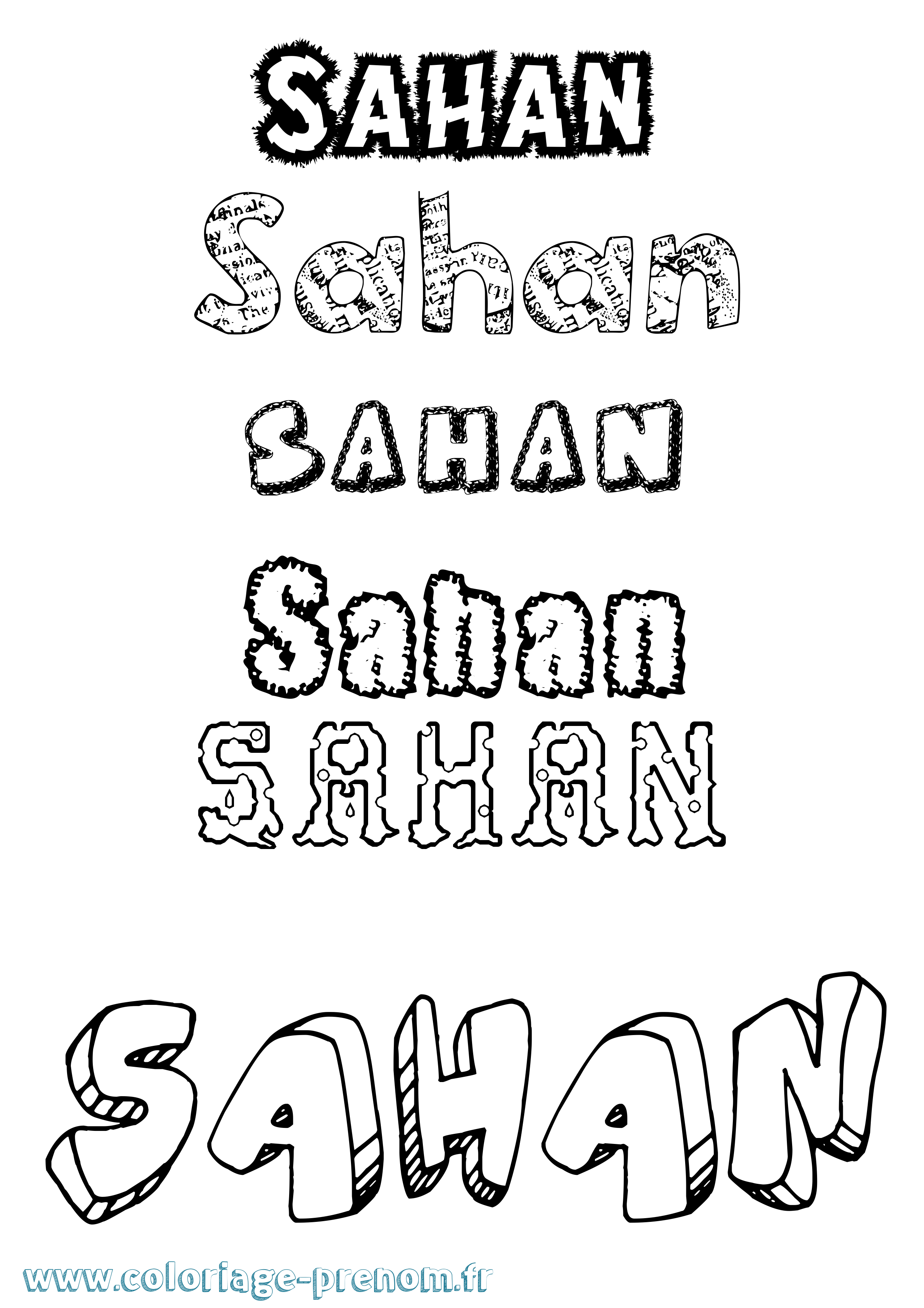 Coloriage prénom Sahan Destructuré