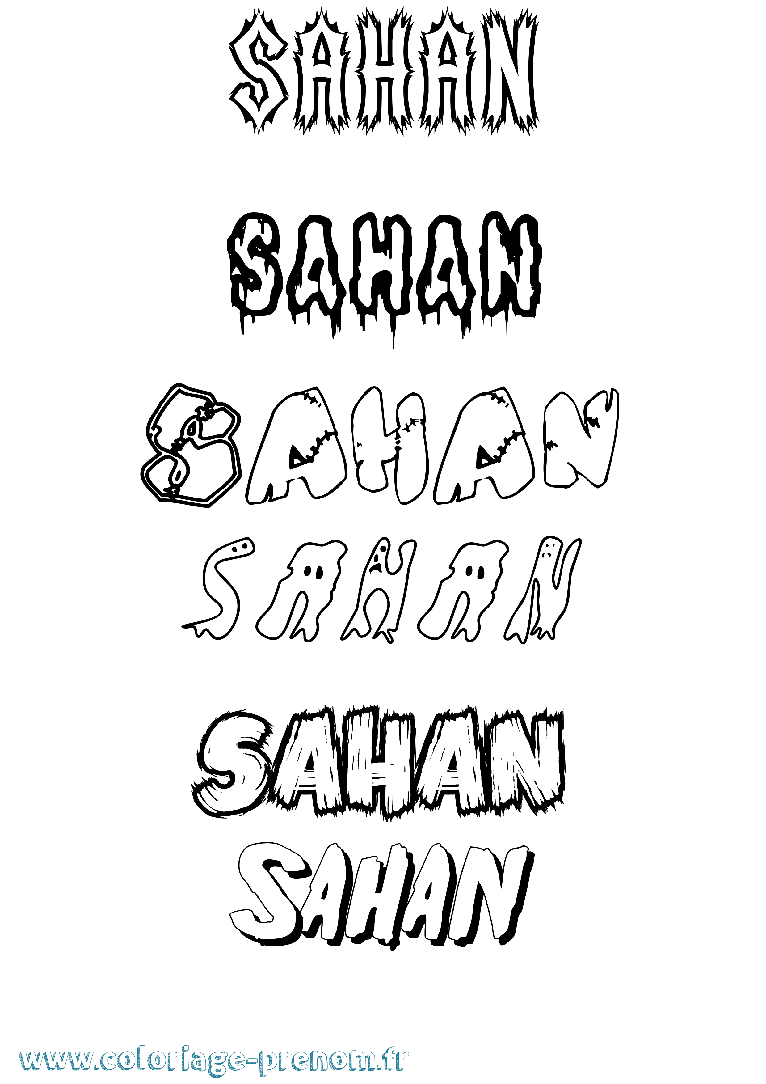 Coloriage prénom Sahan Frisson