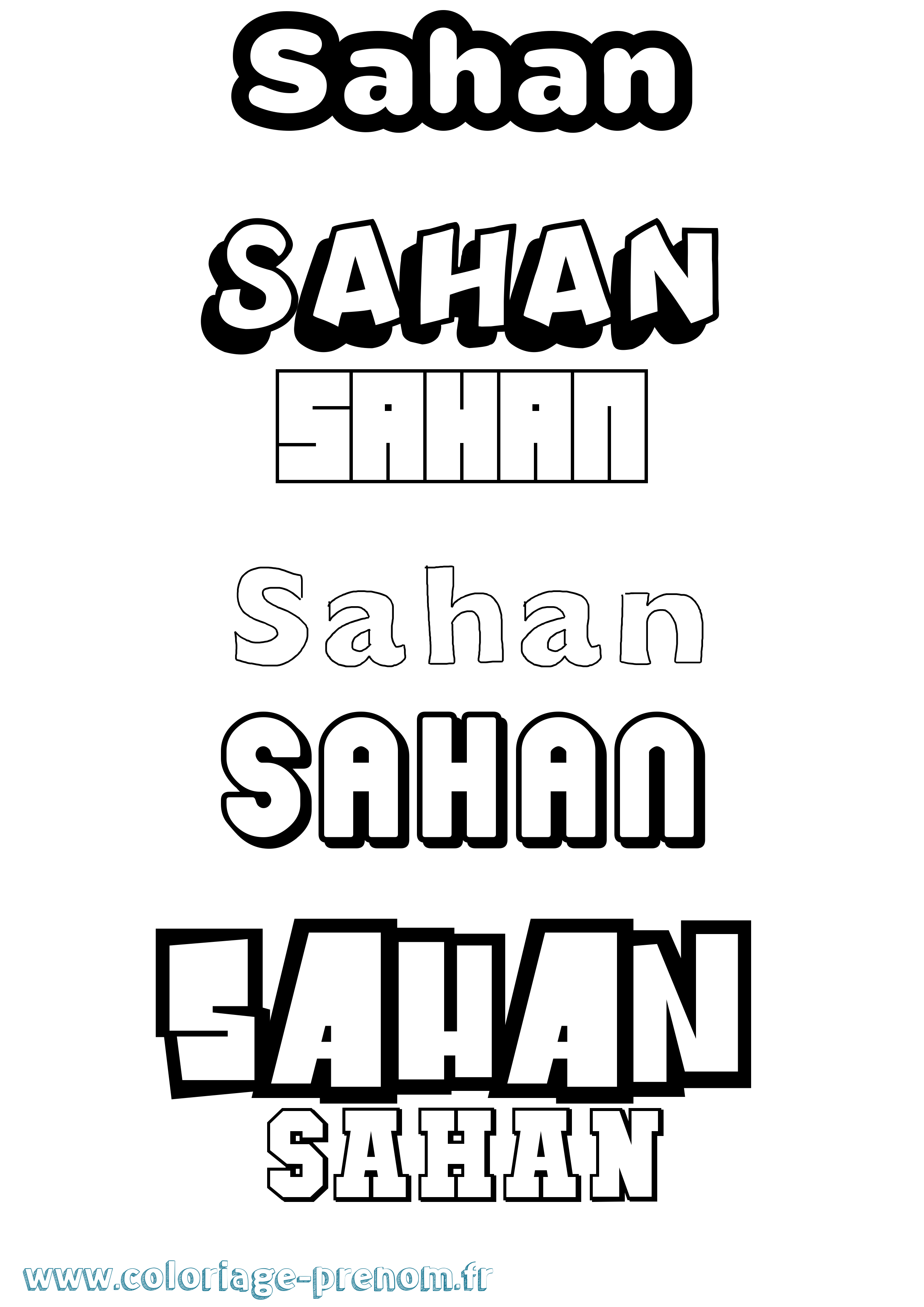 Coloriage prénom Sahan Simple