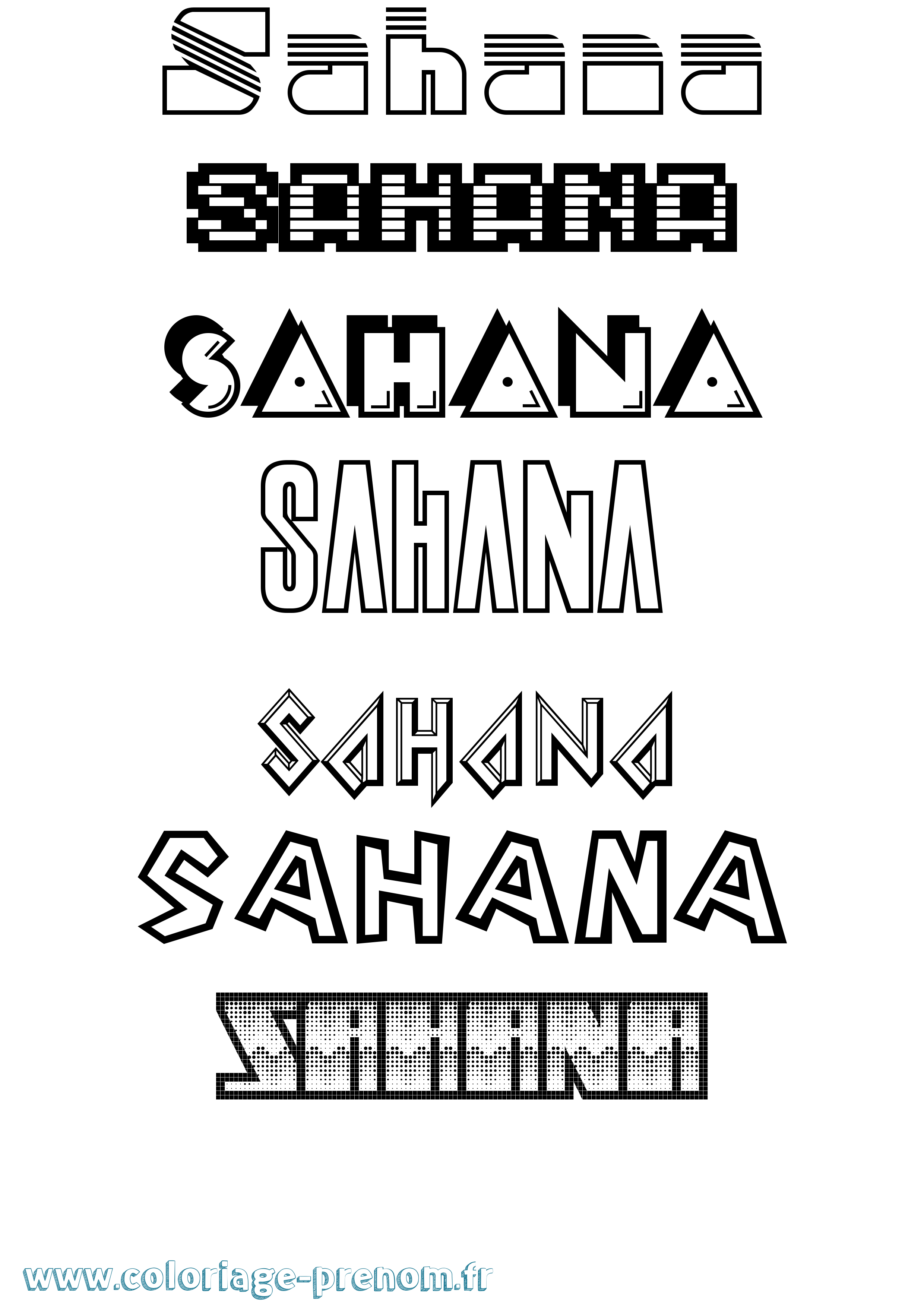 Coloriage prénom Sahana Jeux Vidéos