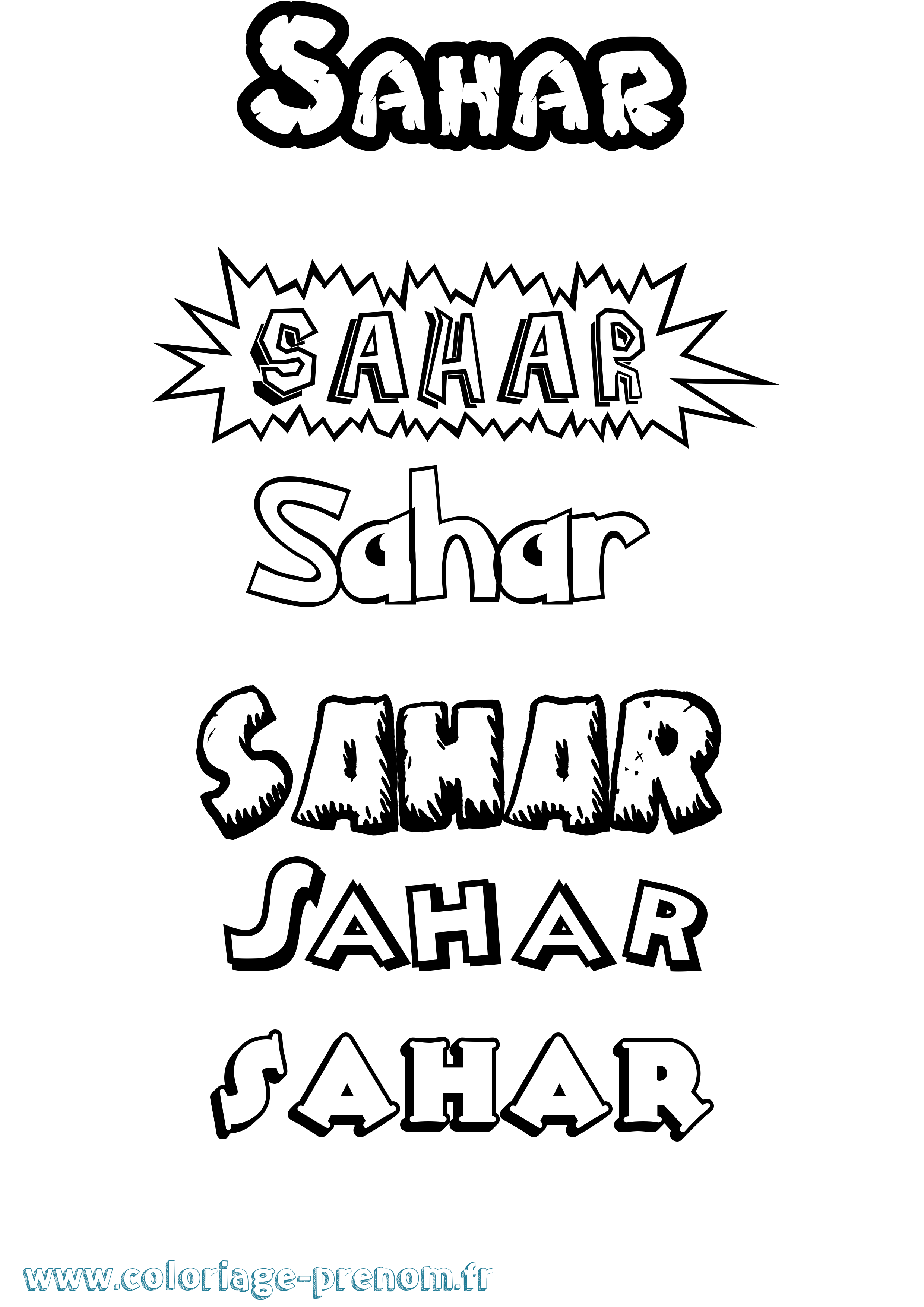 Coloriage prénom Sahar Dessin Animé