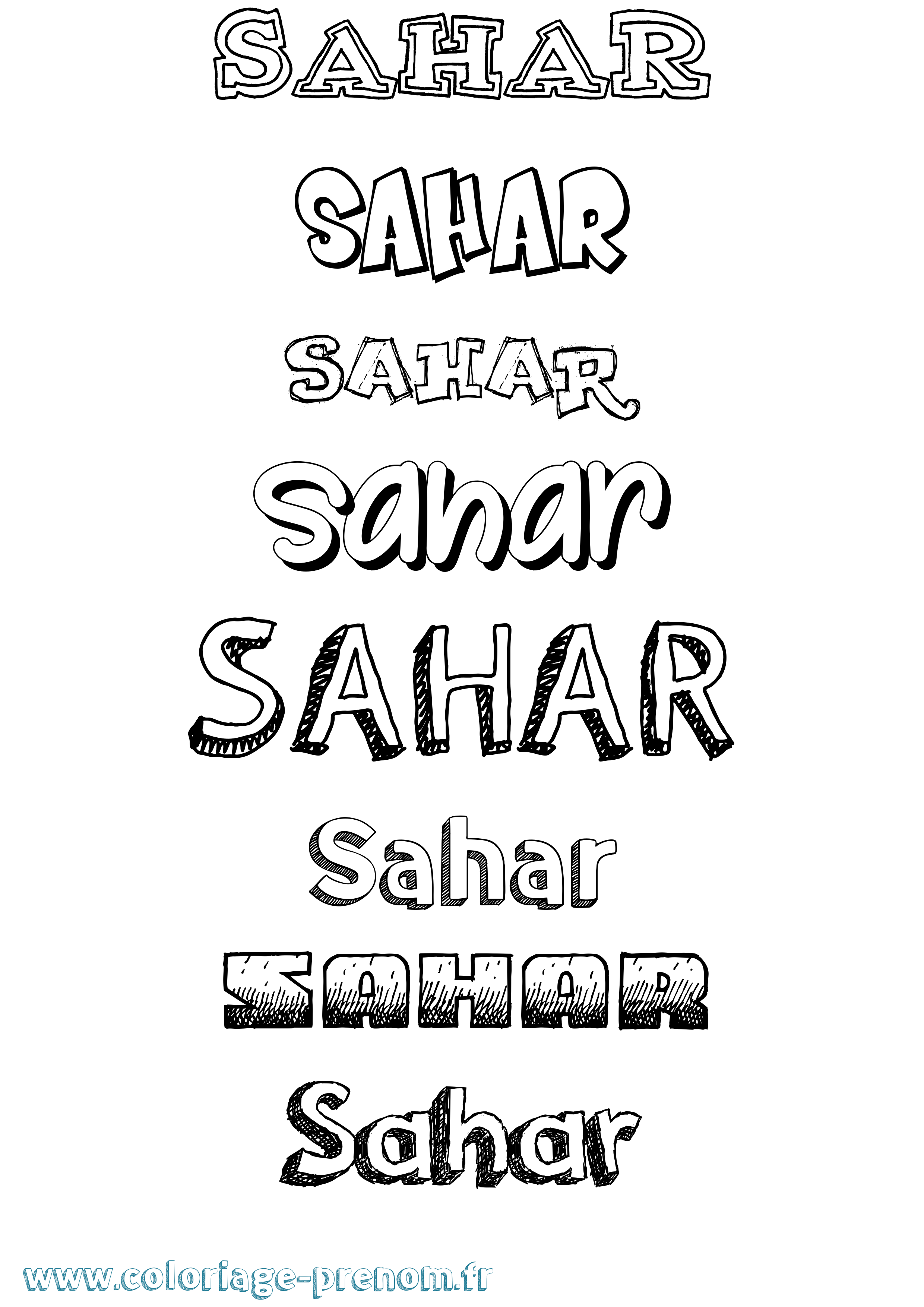 Coloriage prénom Sahar Dessiné
