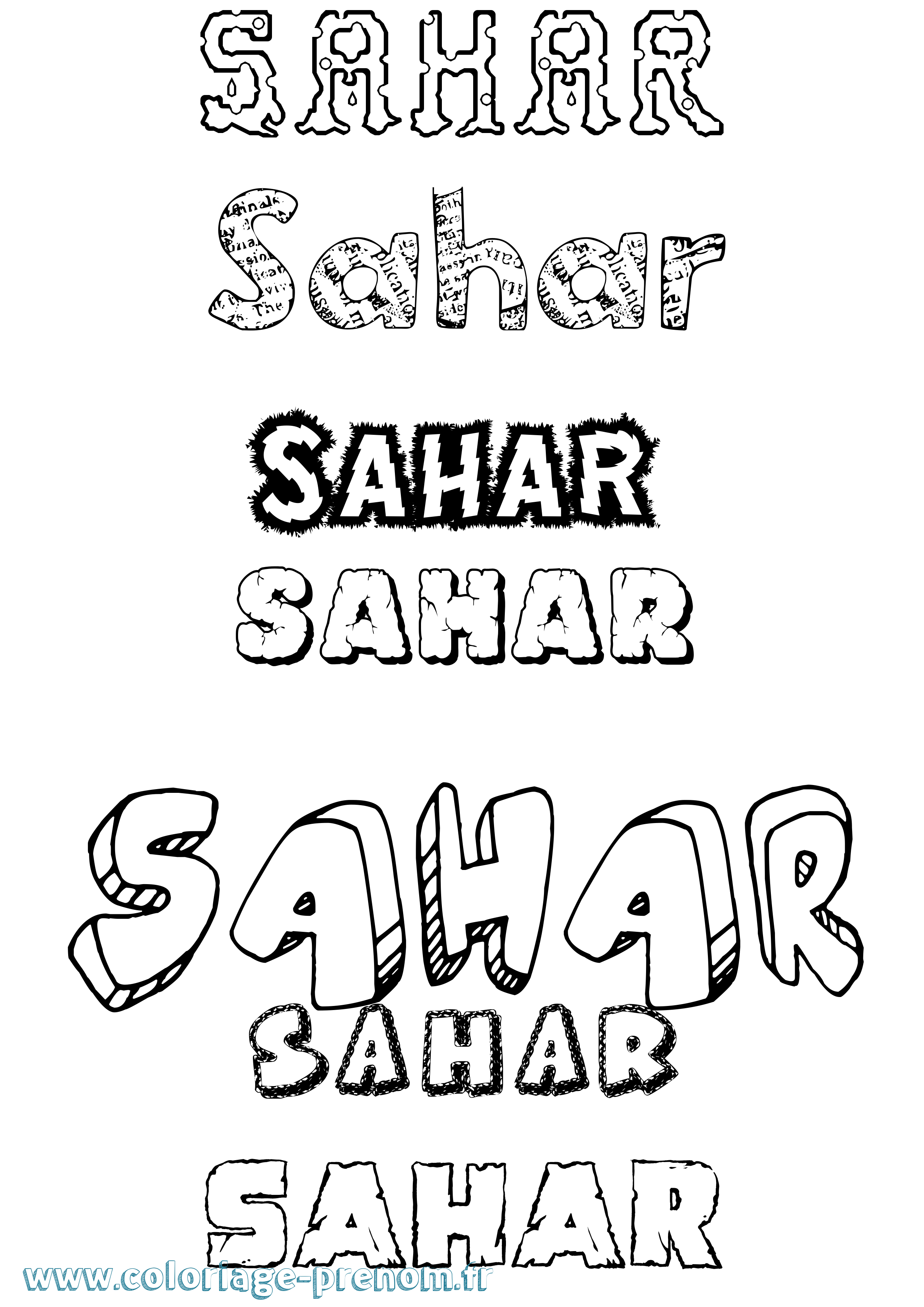 Coloriage prénom Sahar Destructuré