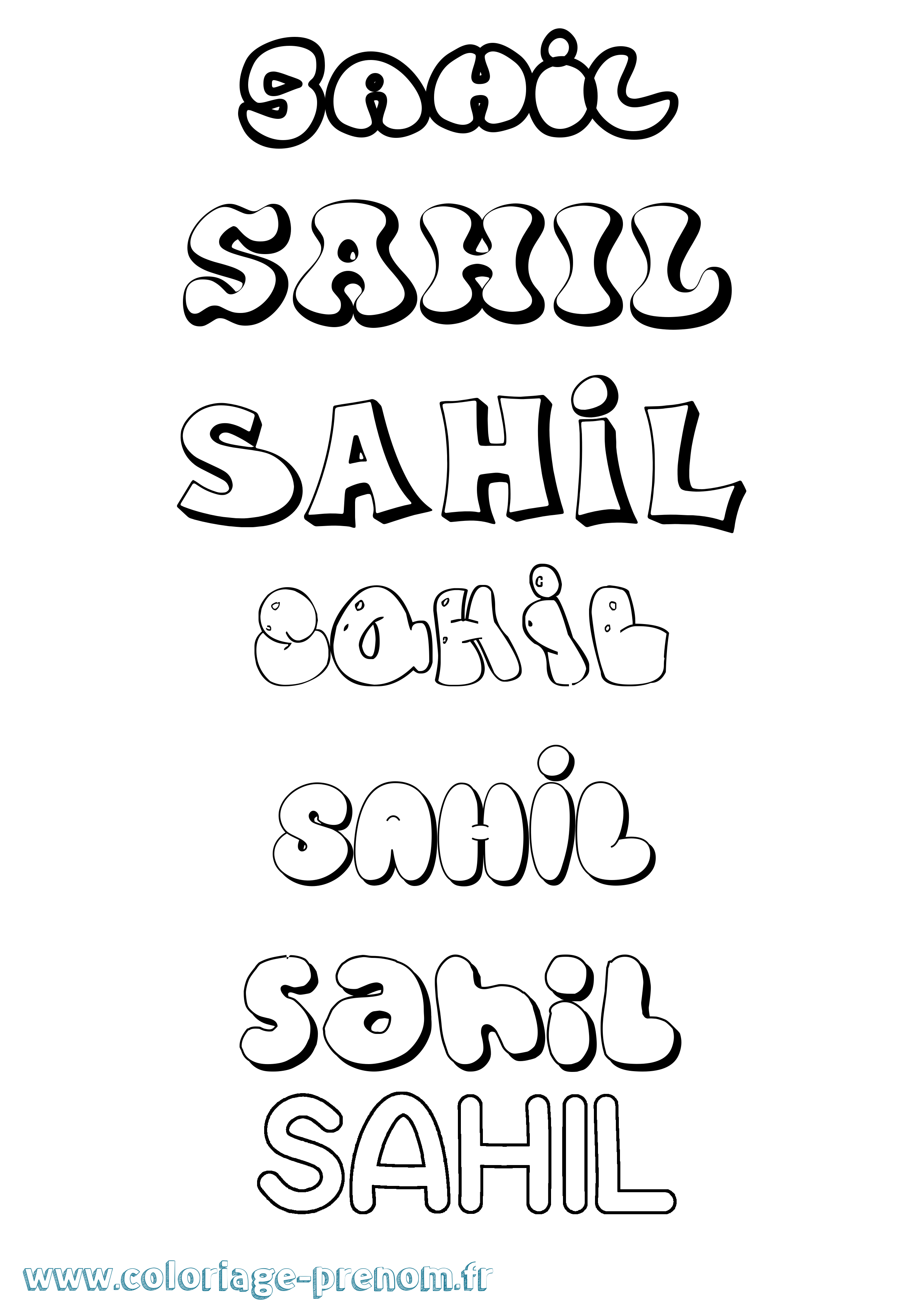 Coloriage Sahil Bubble Coloriage prénom Sahil Bubble