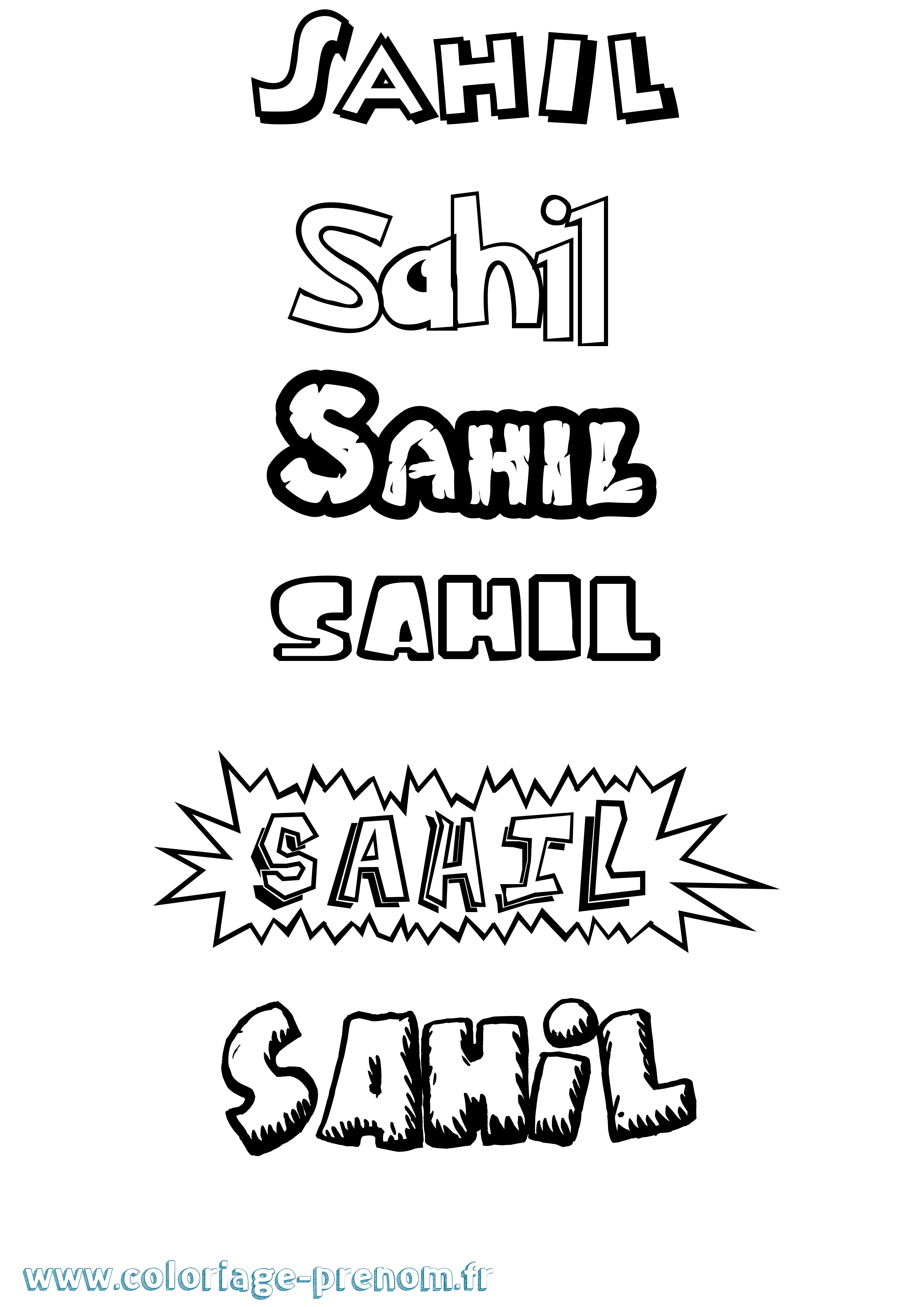 Coloriage Sahil Dessin Animé Coloriage prénom Sahil Dessin Animé