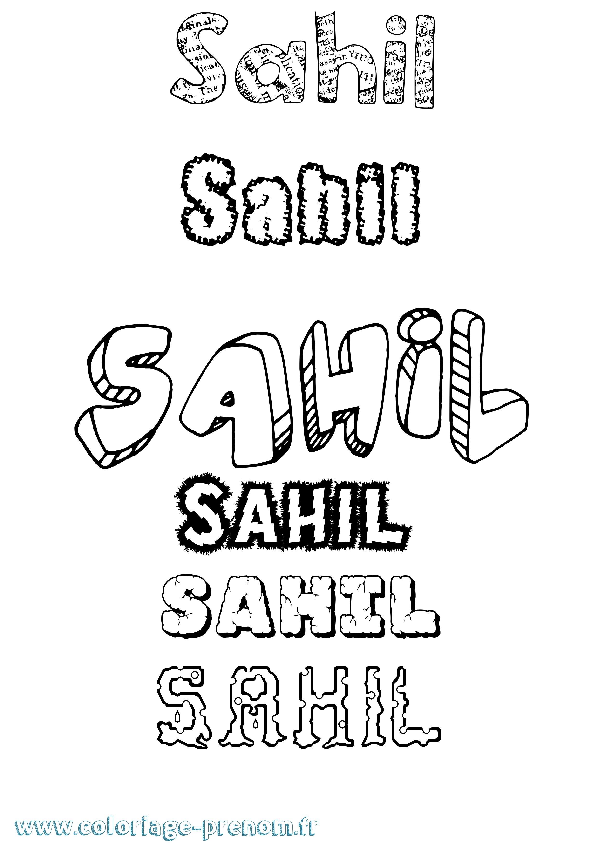 Coloriage Sahil Destructuré Coloriage prénom Sahil Destructuré