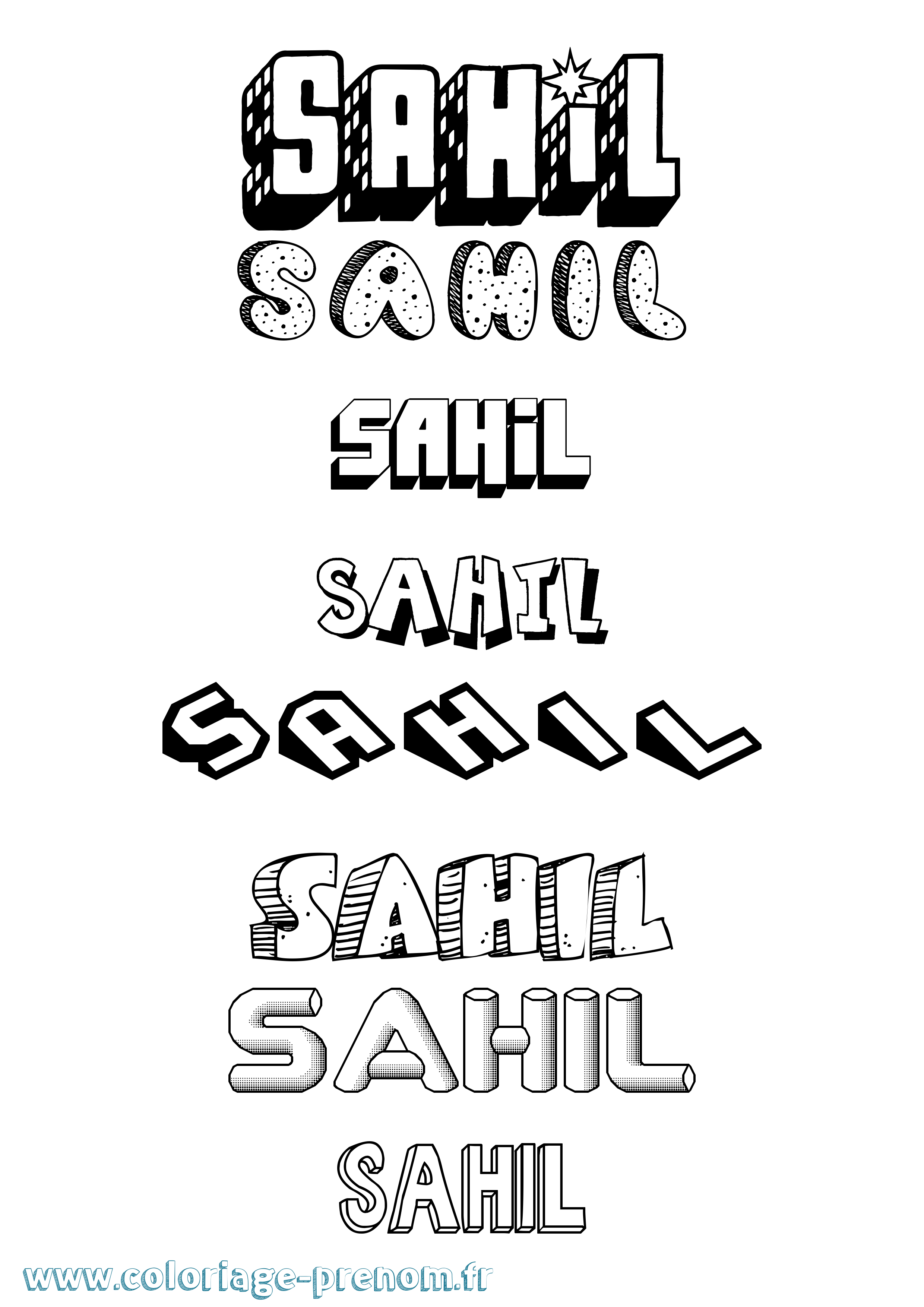 Coloriage Sahil Effet 3D Coloriage prénom Sahil Effet 3D