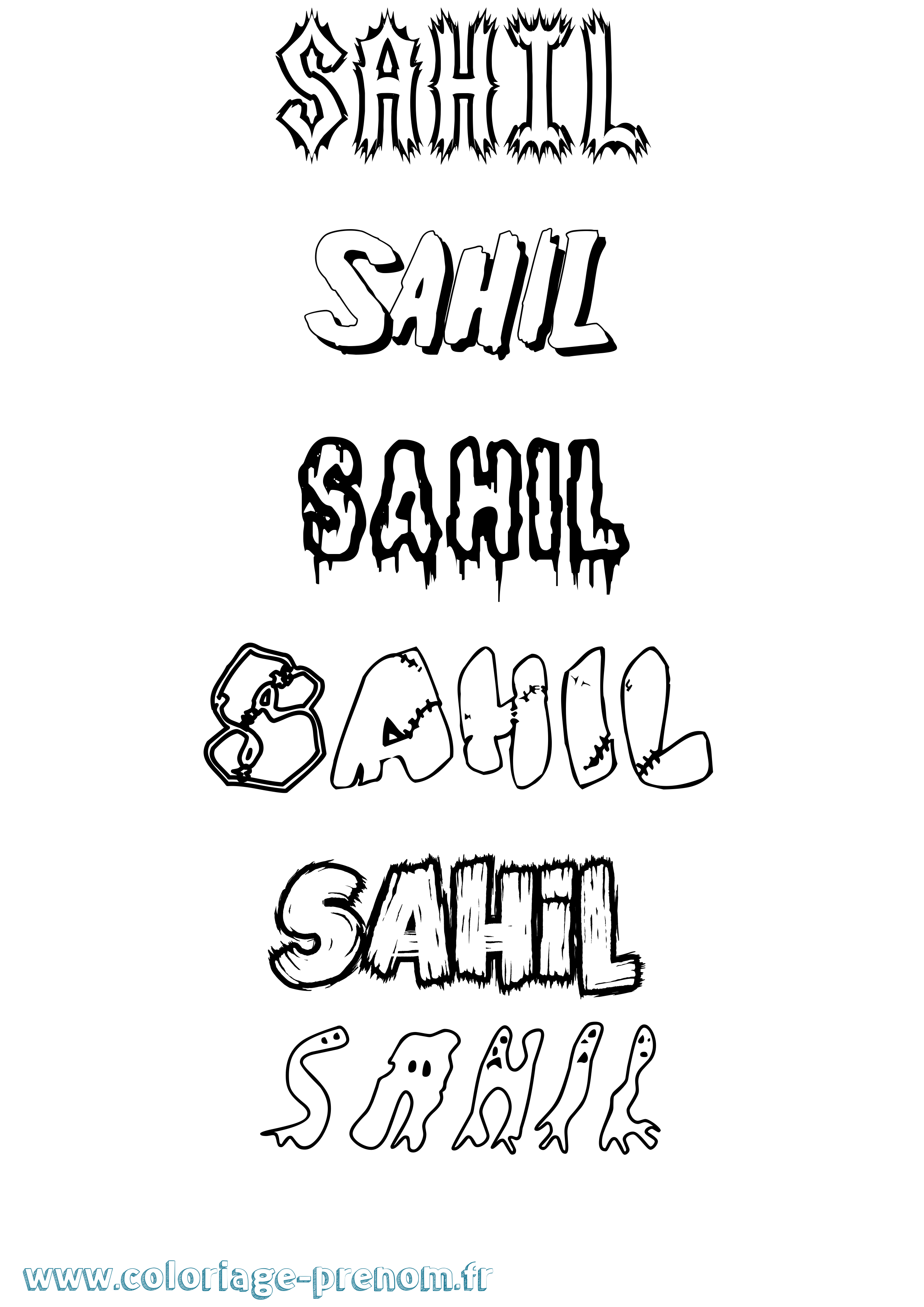 Coloriage Sahil Frisson Coloriage prénom Sahil Frisson