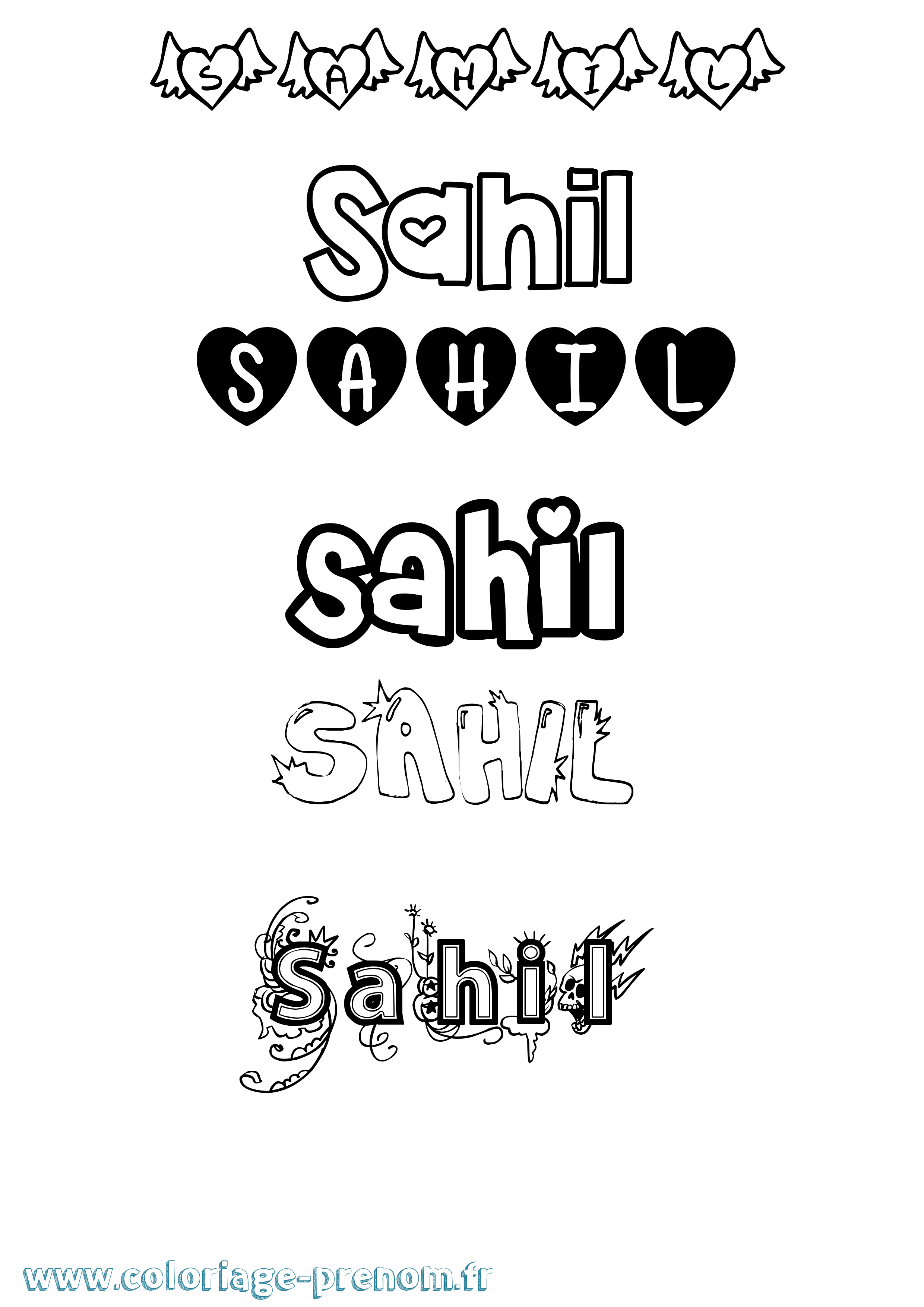 Coloriage Sahil Girly Coloriage prénom Sahil Girly