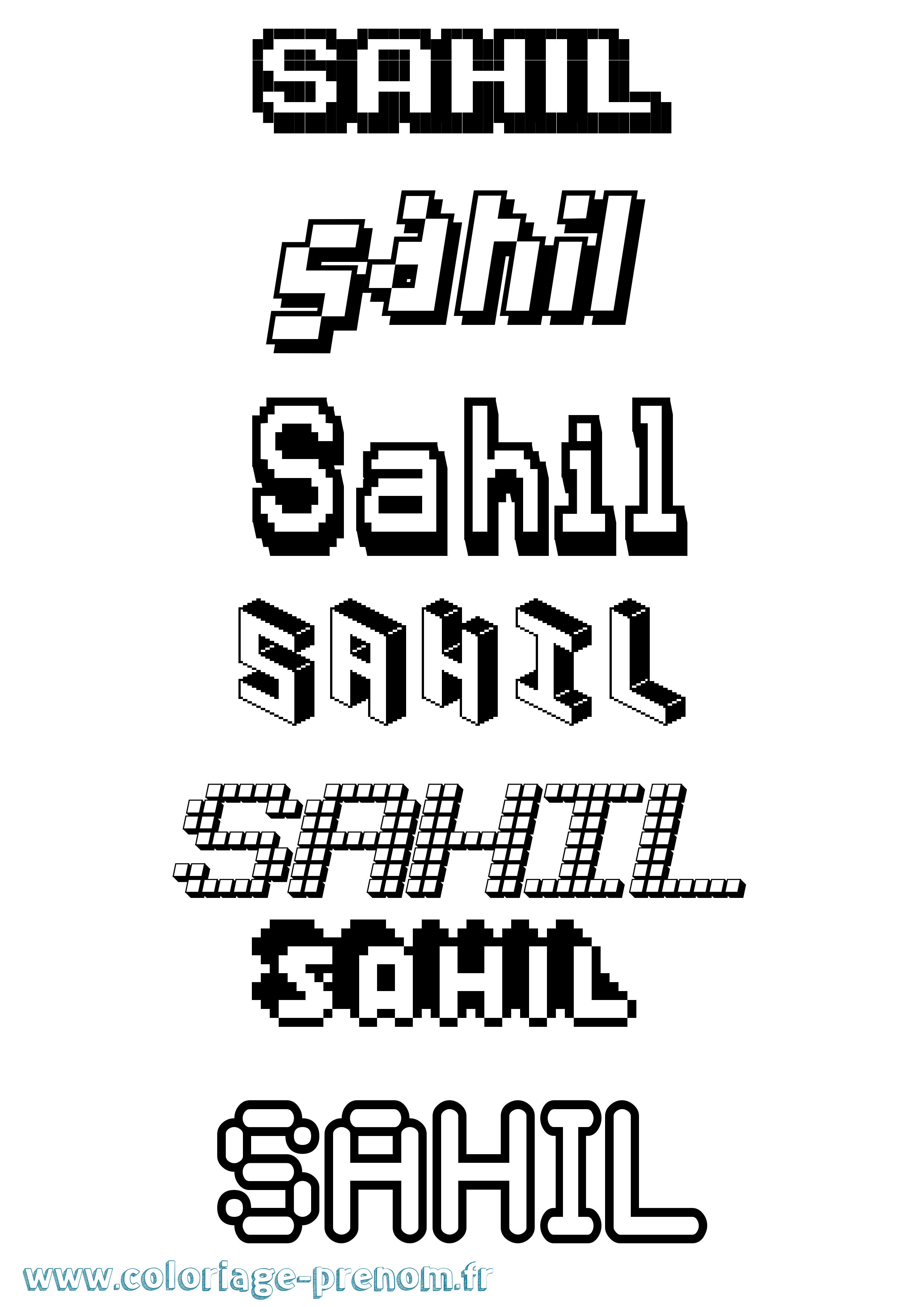 Coloriage Sahil Pixel Coloriage prénom Sahil Pixel