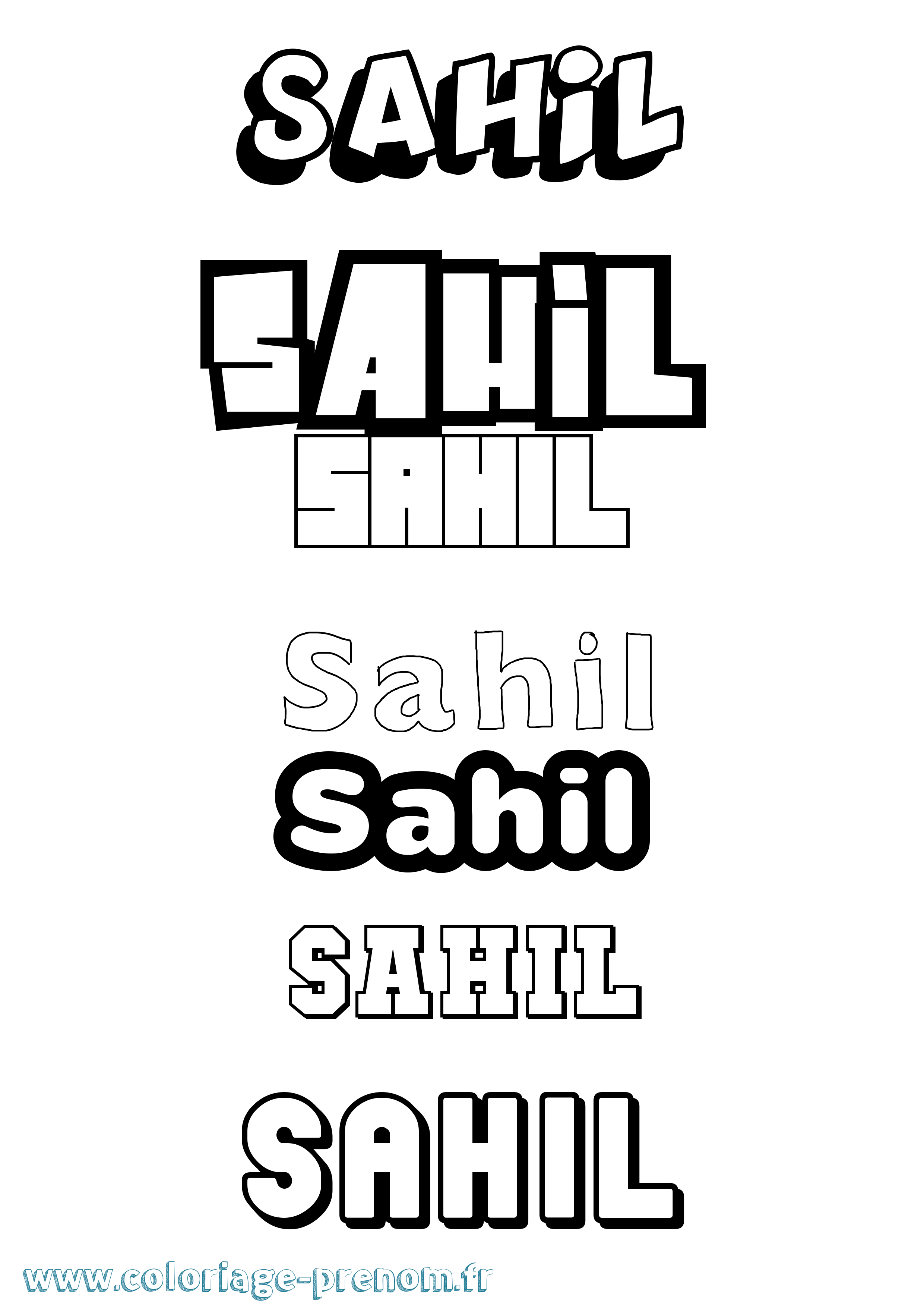 Coloriage Sahil Simple Coloriage prénom Sahil Simple