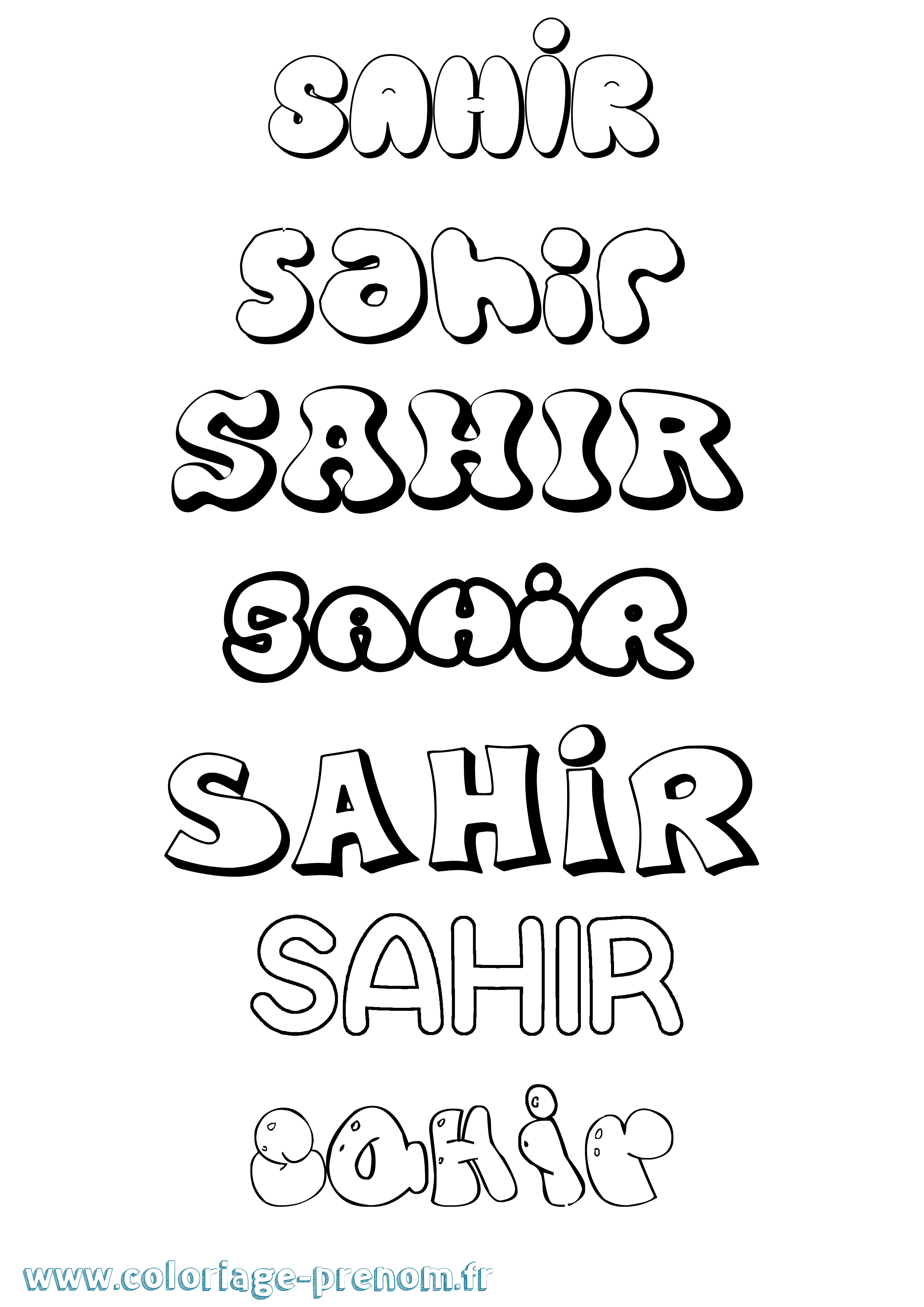 Coloriage Sahir Bubble Coloriage prénom Sahir Bubble