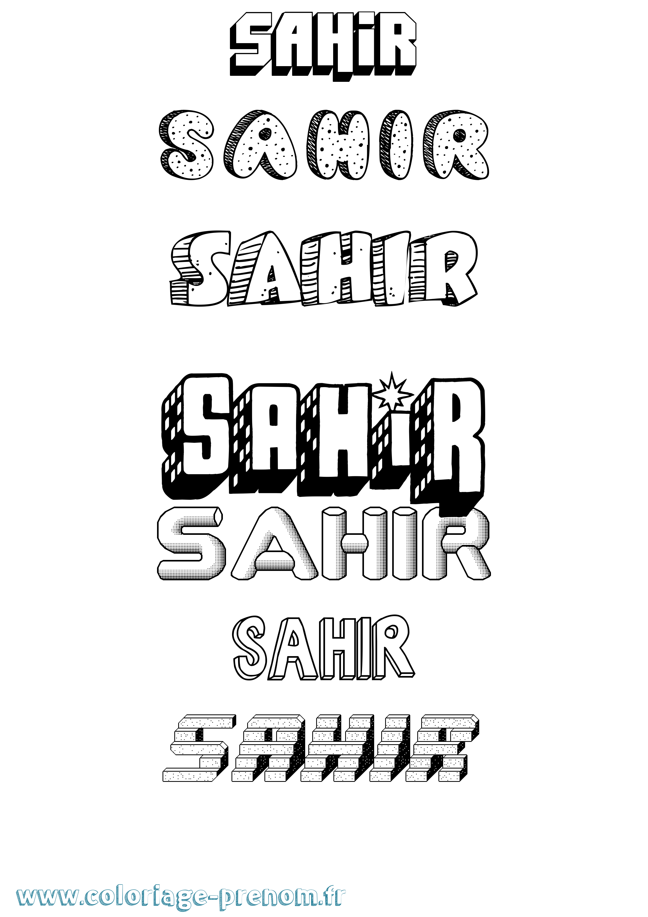 Coloriage Sahir Effet 3D Coloriage prénom Sahir Effet 3D