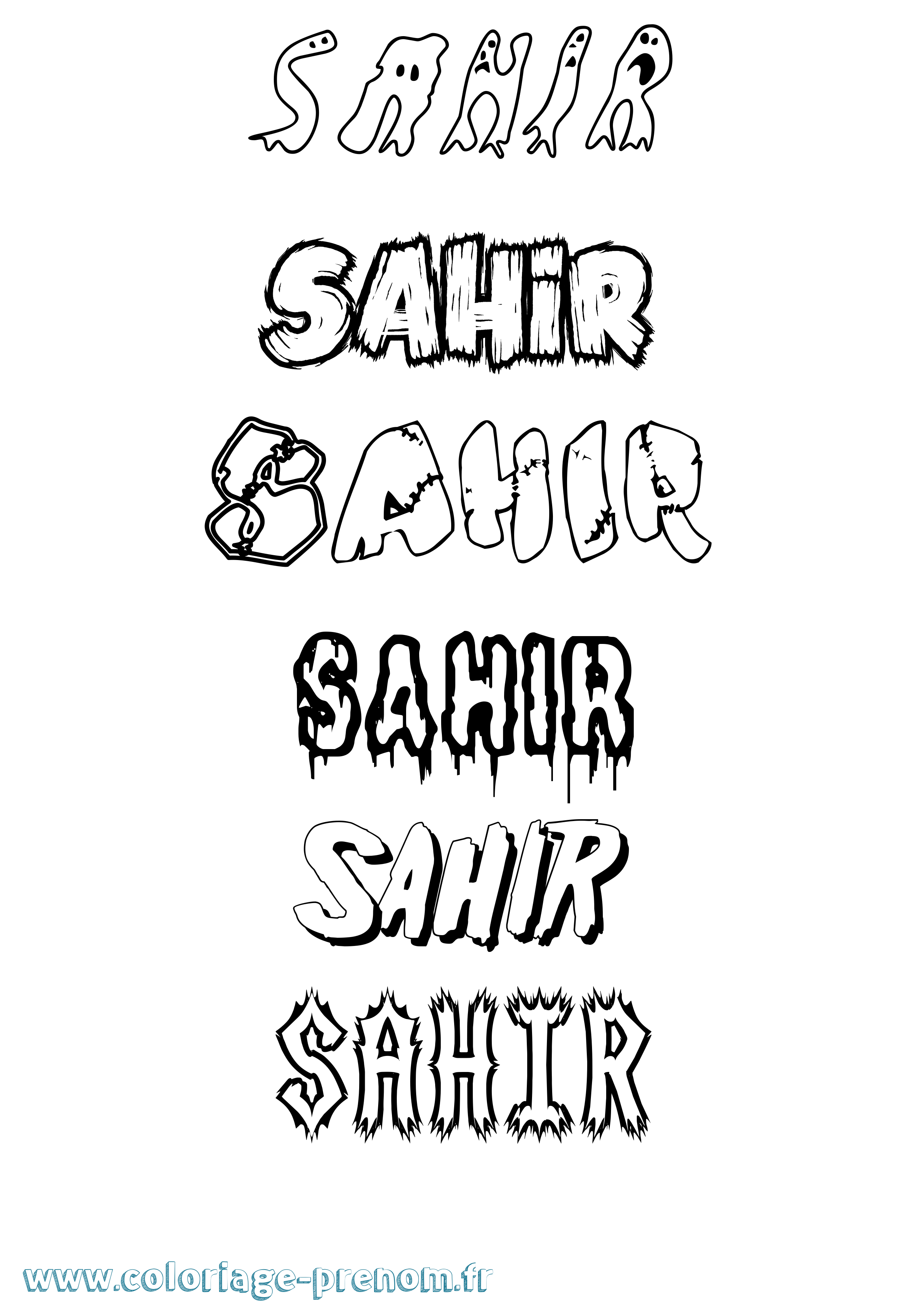 Coloriage Sahir Frisson Coloriage prénom Sahir Frisson