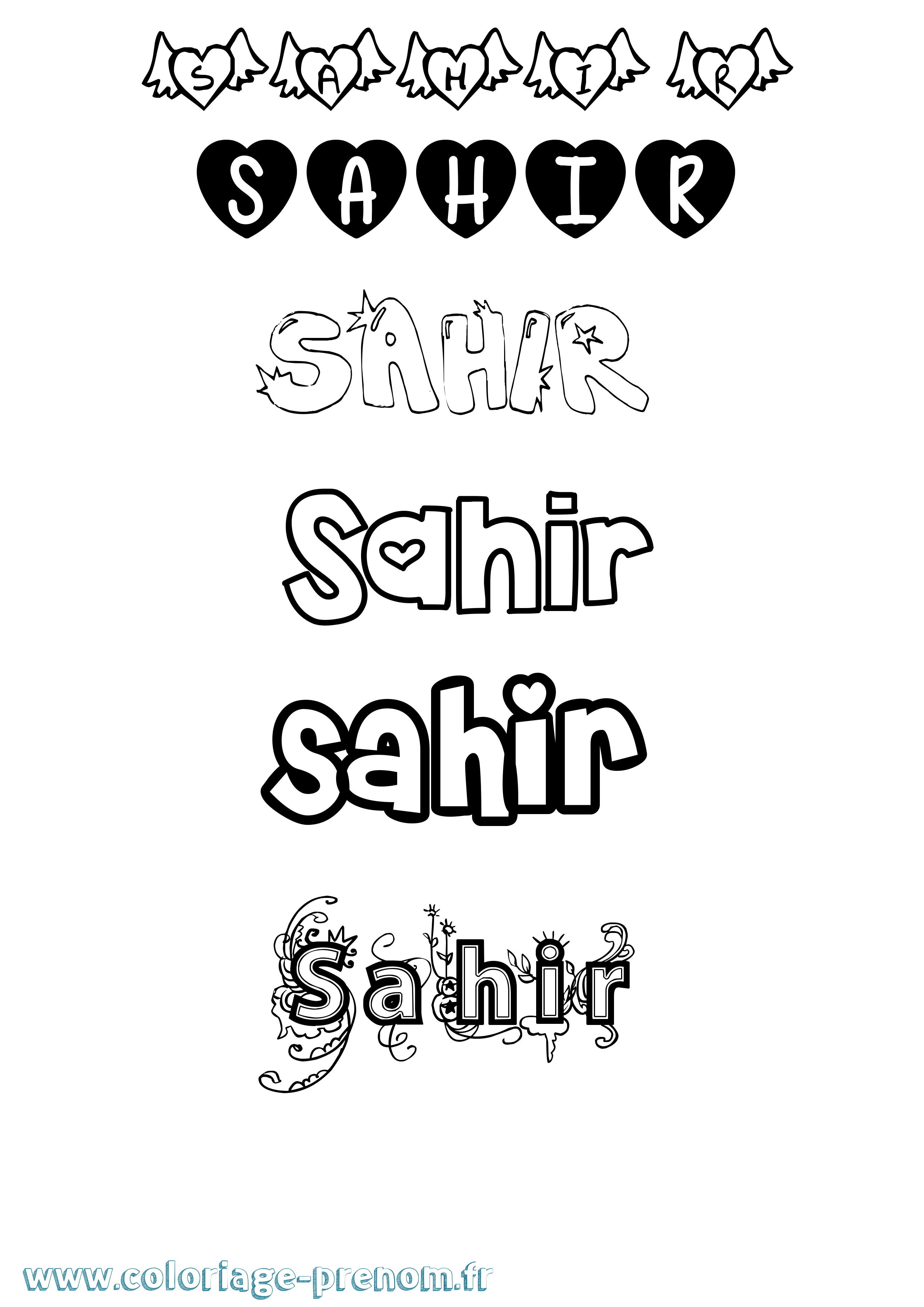 Coloriage Sahir Girly Coloriage prénom Sahir Girly