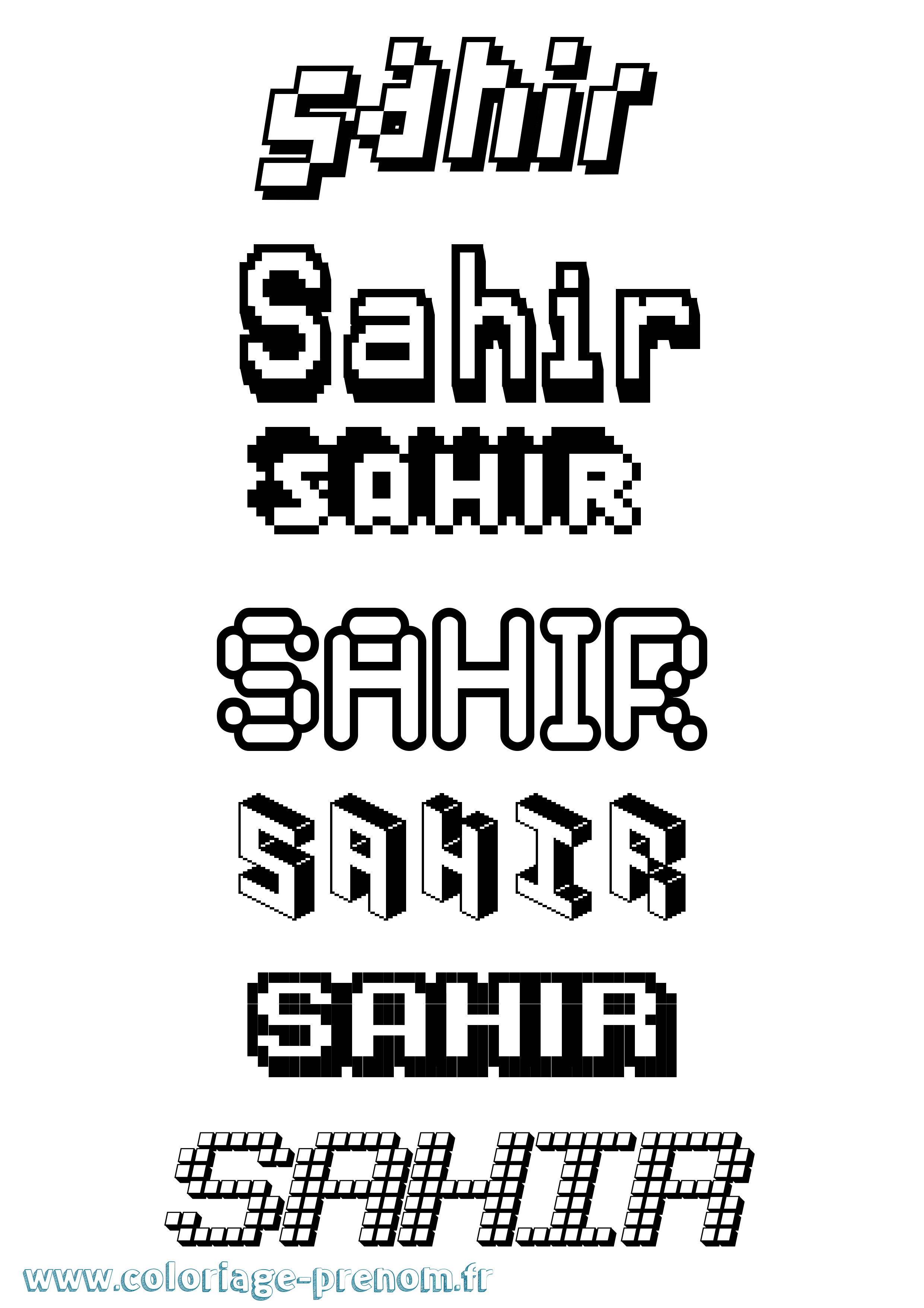 Coloriage Sahir Pixel Coloriage prénom Sahir Pixel