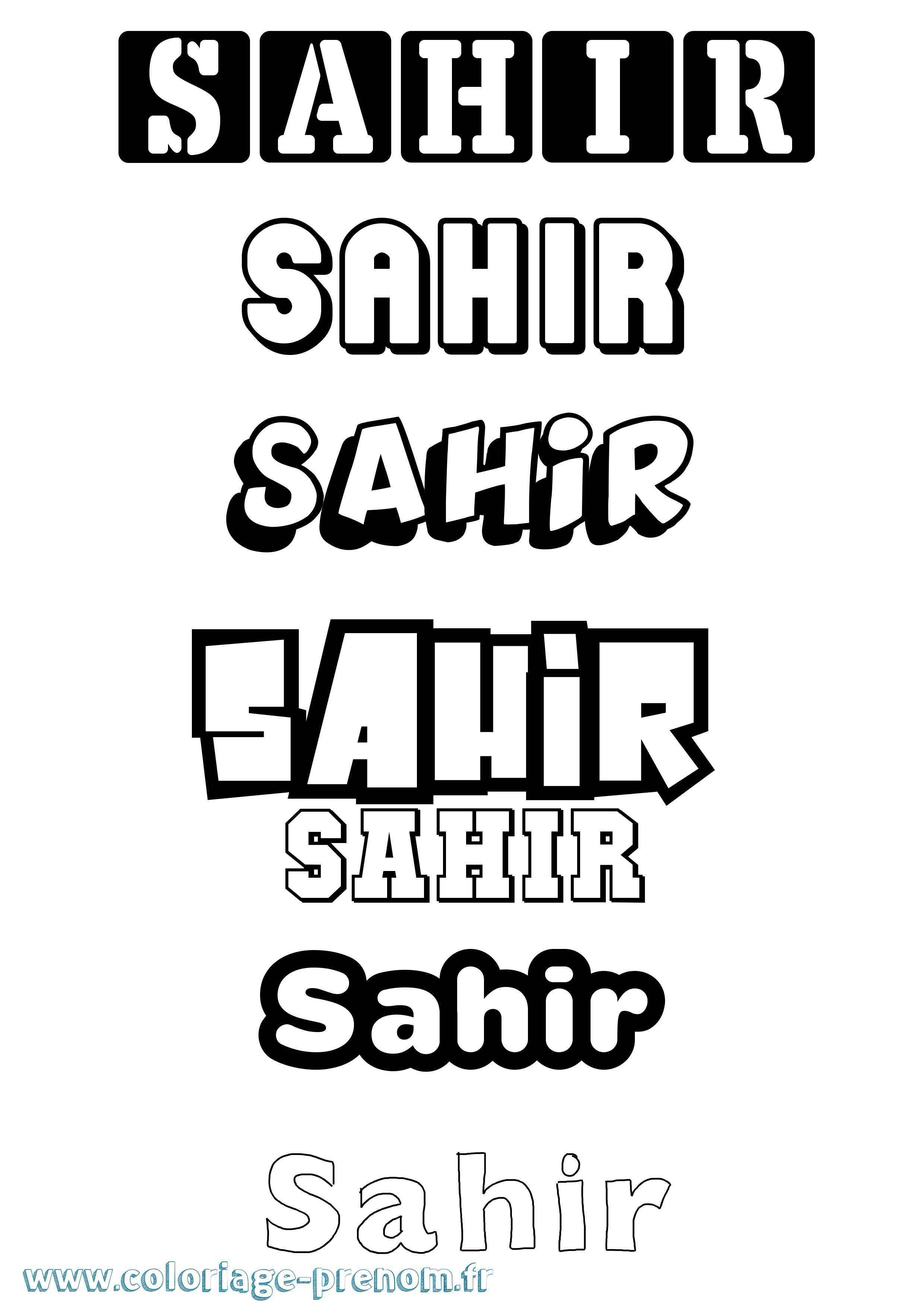 Coloriage Sahir Simple Coloriage prénom Sahir Simple
