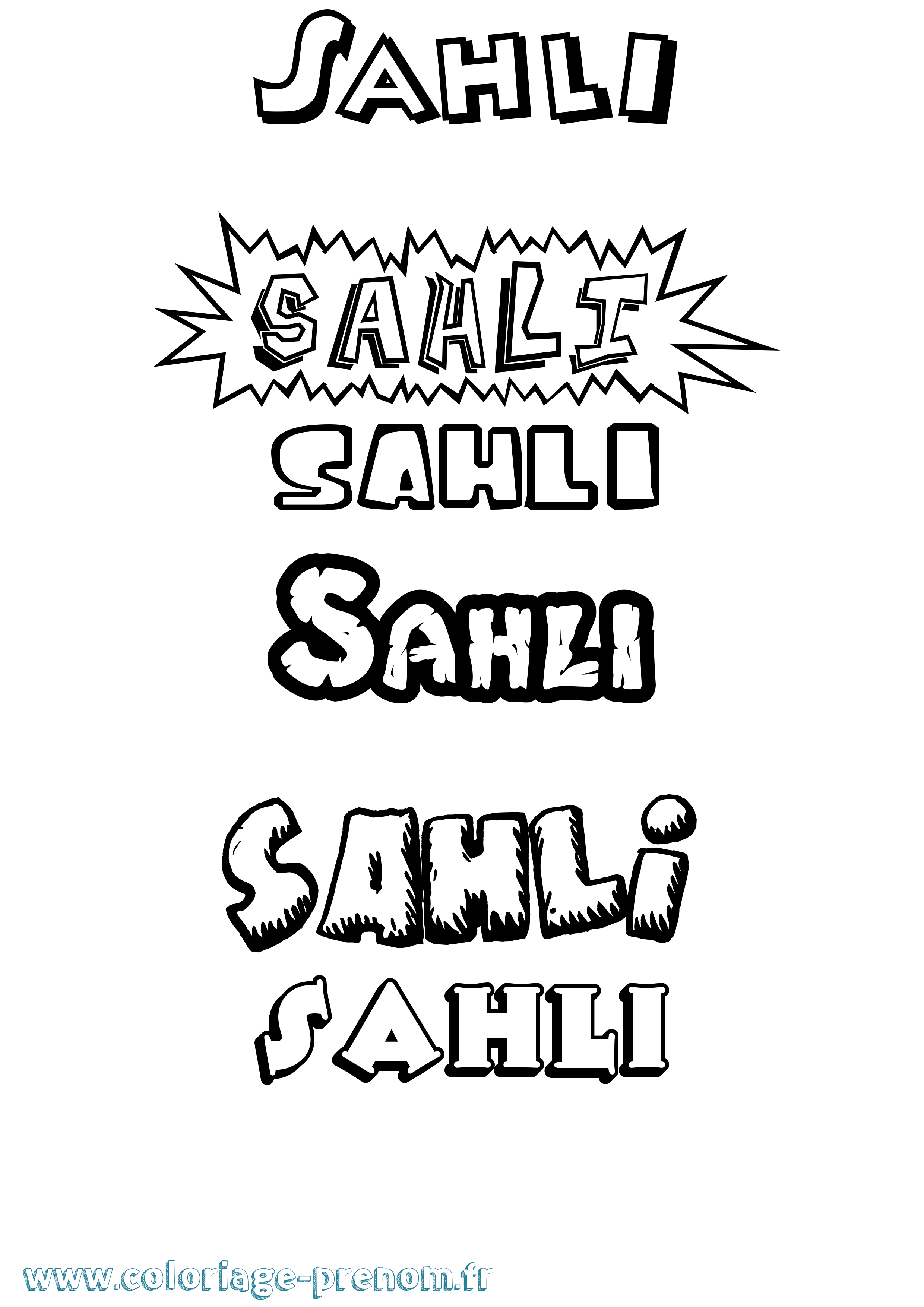 Coloriage prénom Sahli Dessin Animé