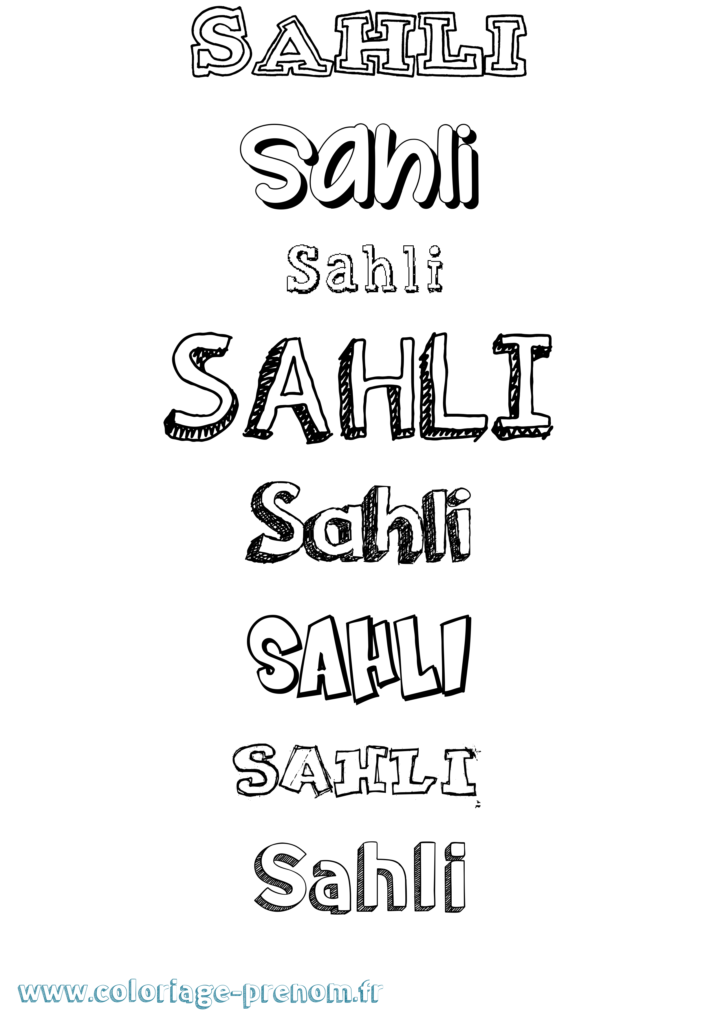 Coloriage prénom Sahli Dessiné