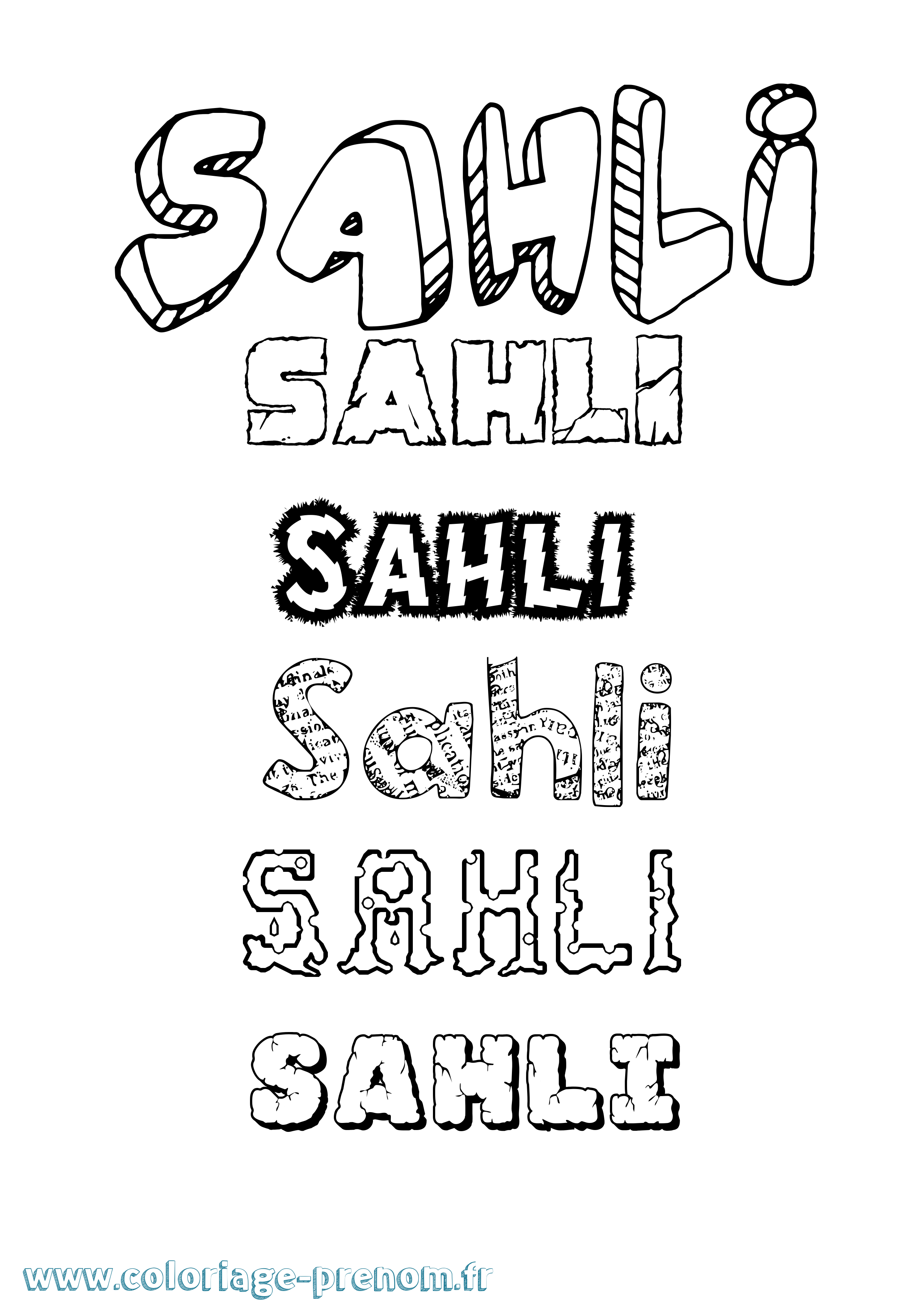 Coloriage prénom Sahli Destructuré