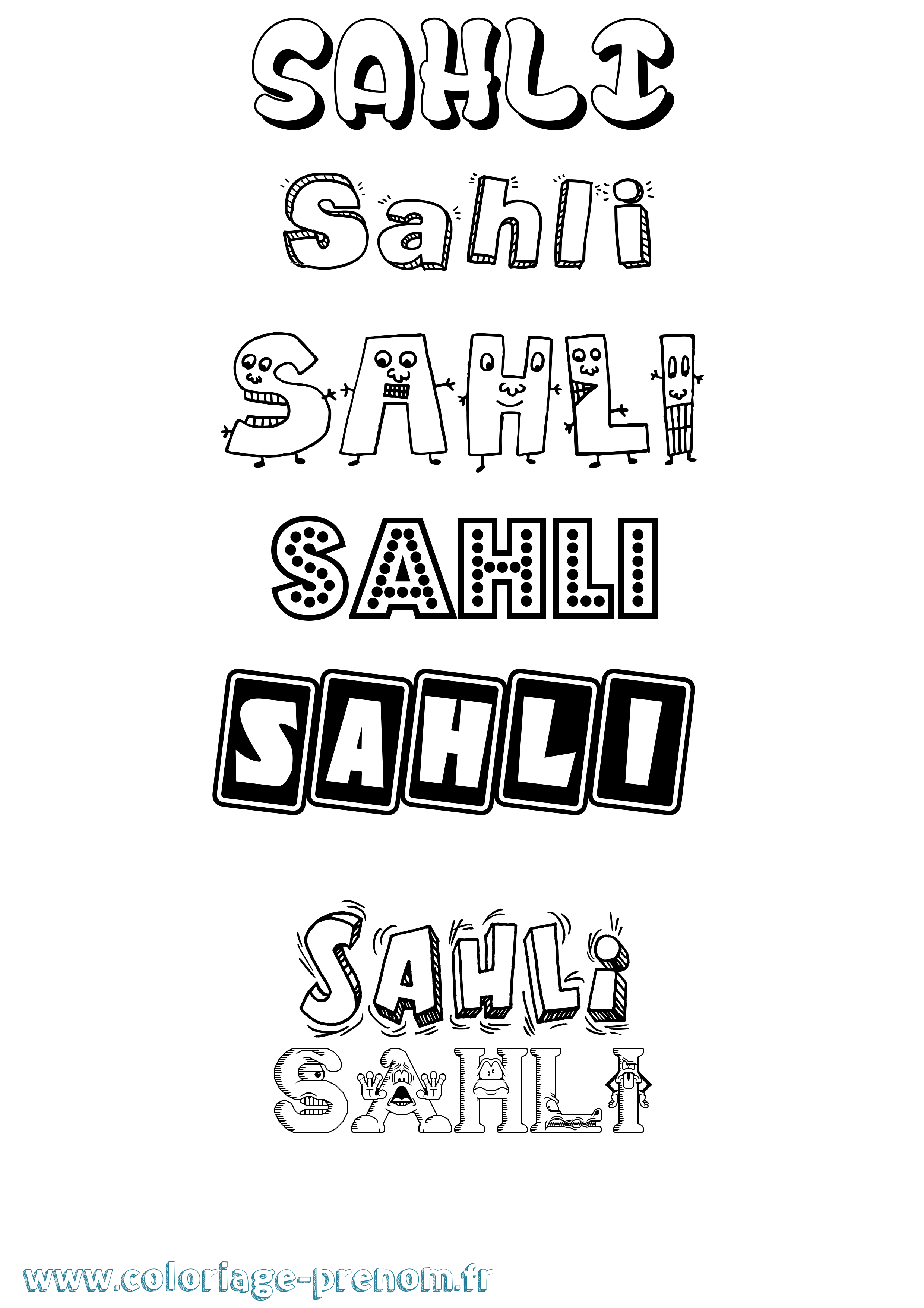 Coloriage prénom Sahli Fun