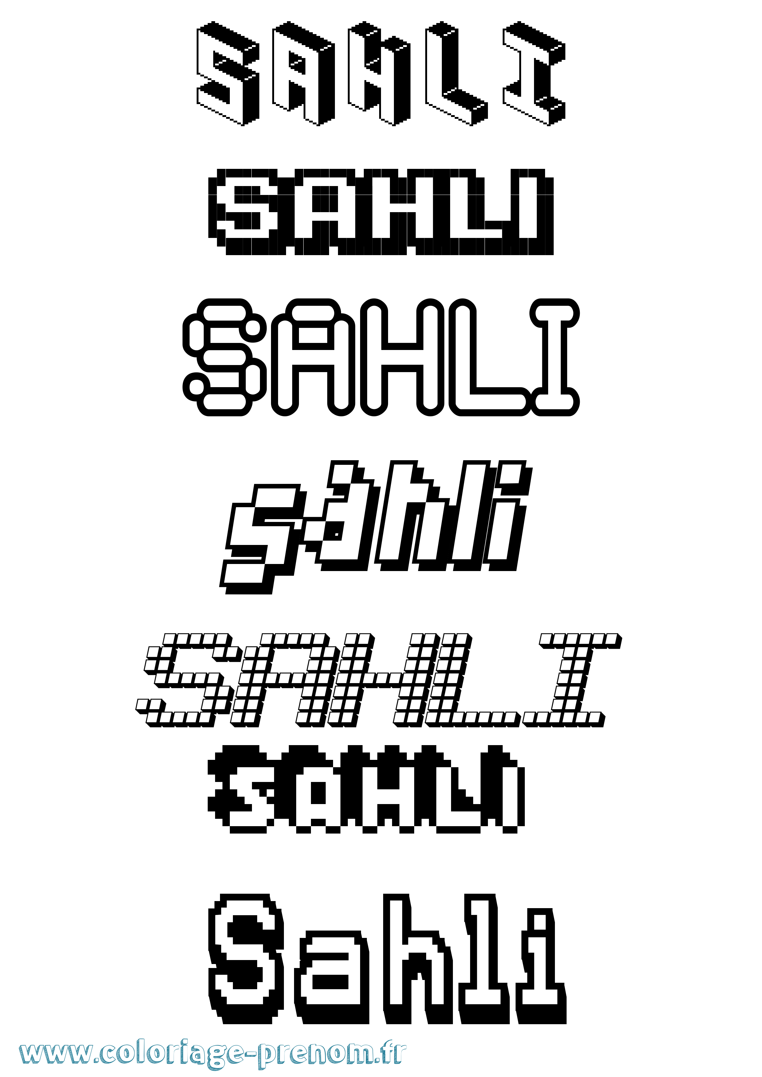 Coloriage prénom Sahli Pixel