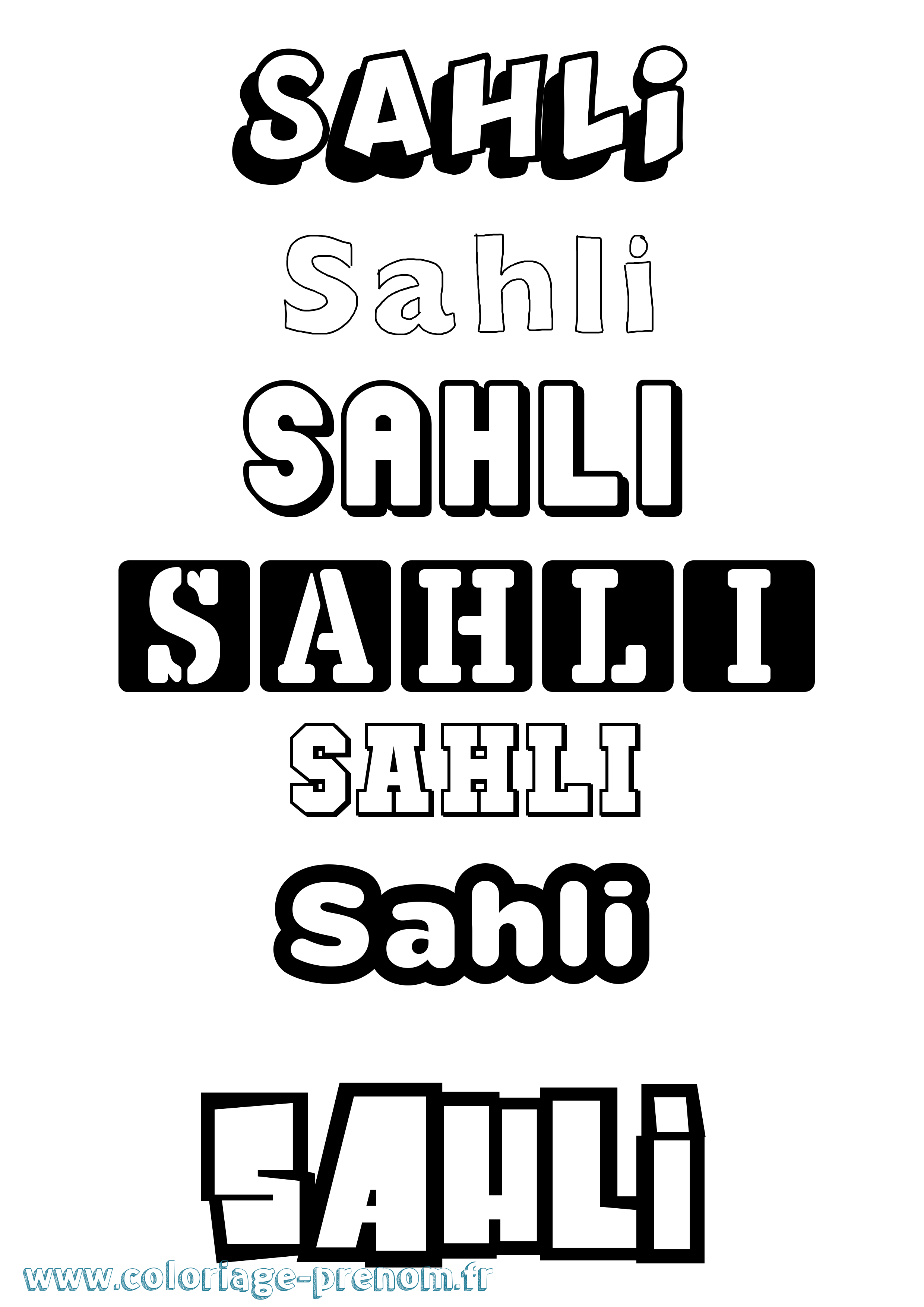 Coloriage prénom Sahli Simple