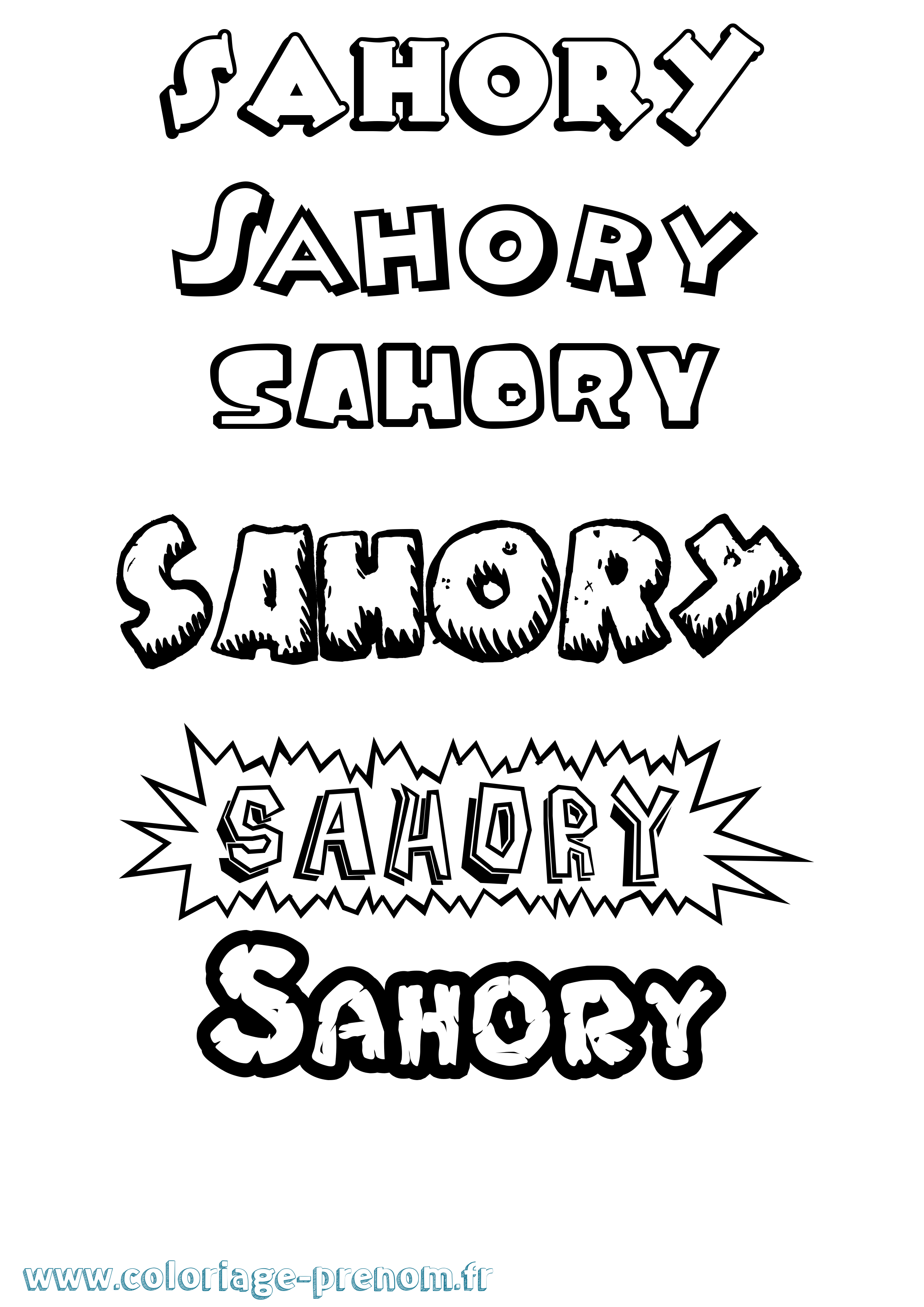 Coloriage prénom Sahory Dessin Animé