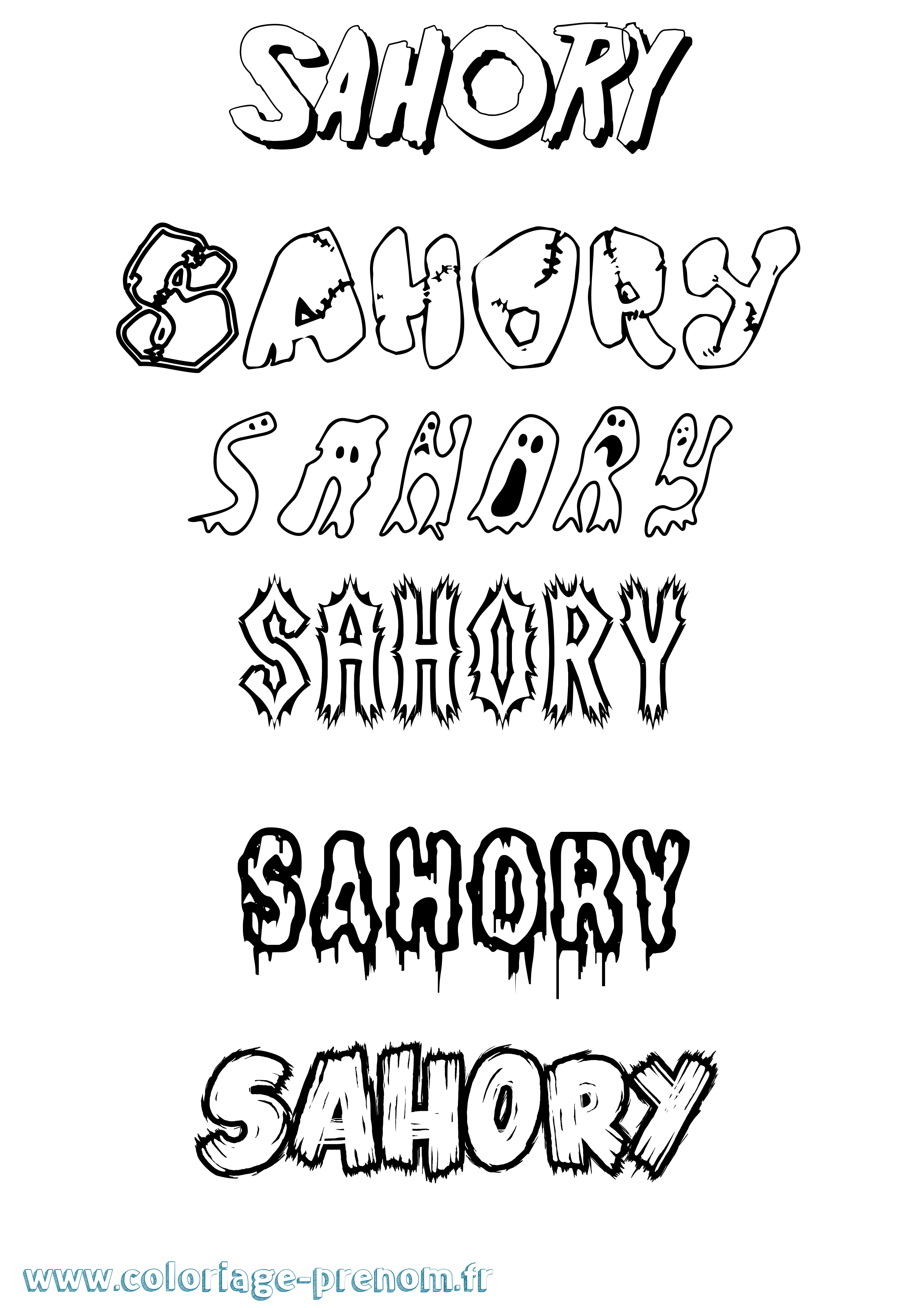 Coloriage prénom Sahory Frisson