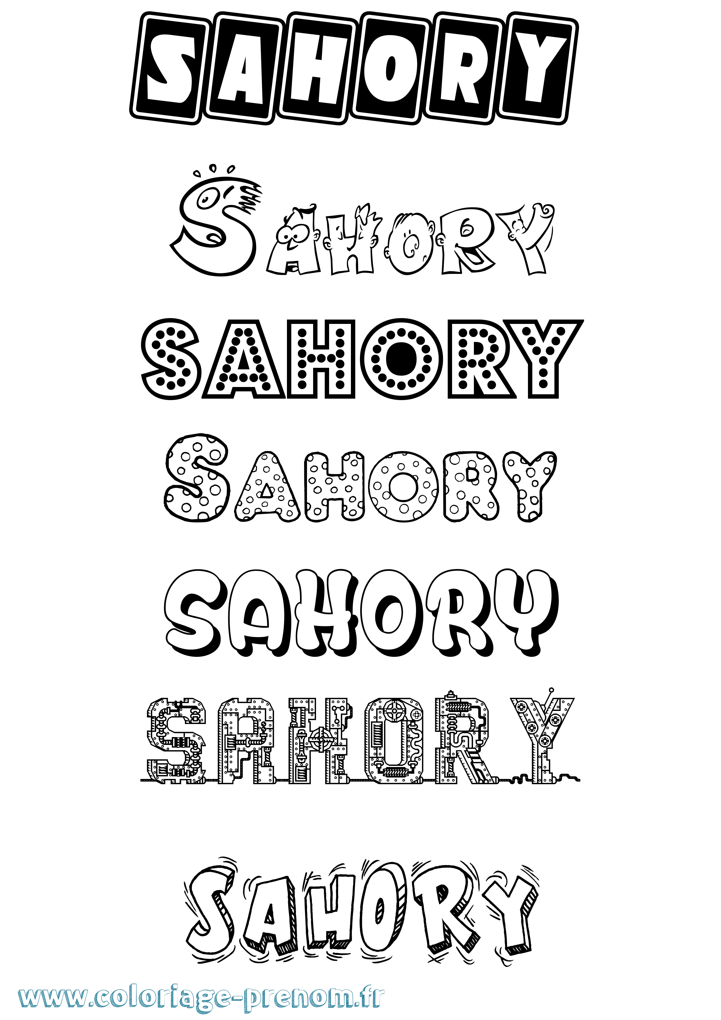 Coloriage prénom Sahory Fun