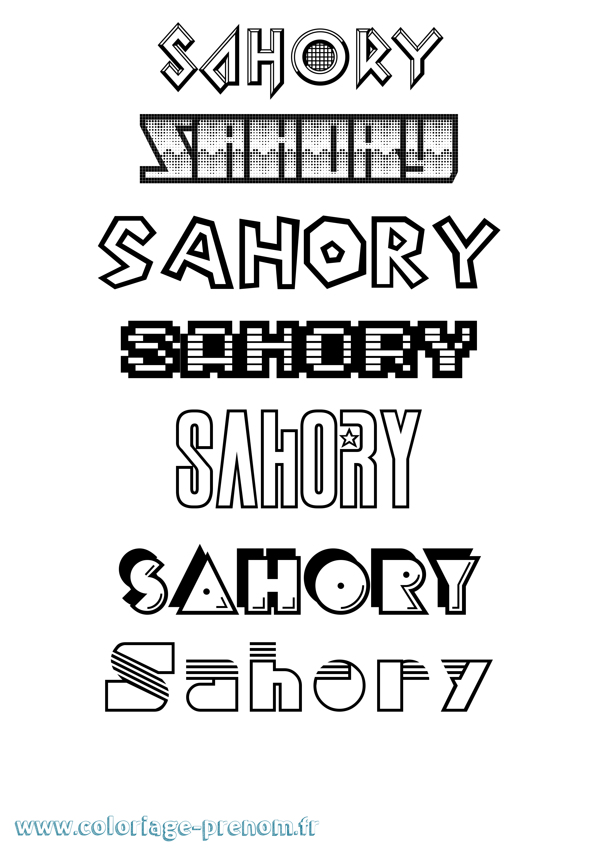 Coloriage prénom Sahory Jeux Vidéos