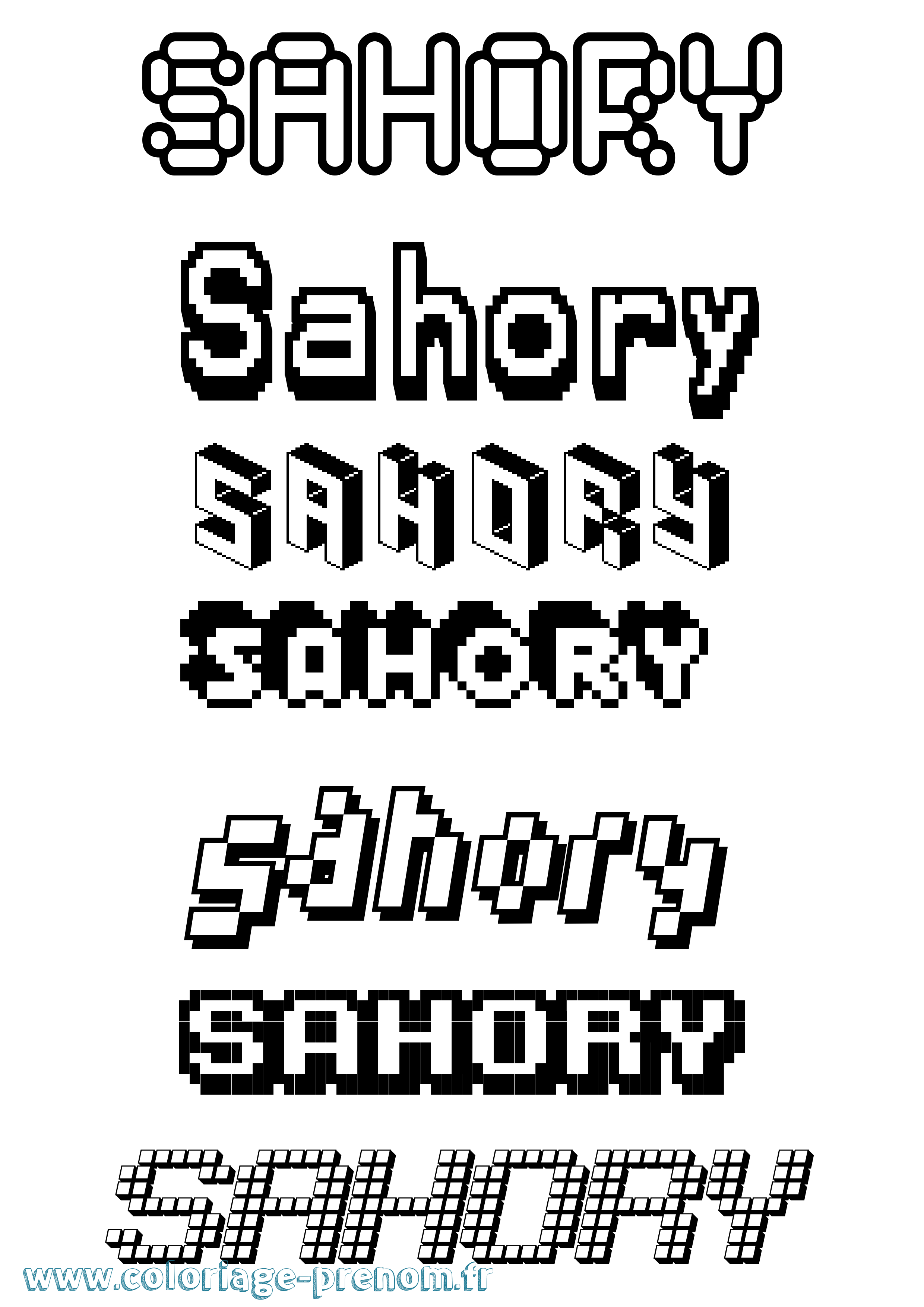 Coloriage prénom Sahory Pixel